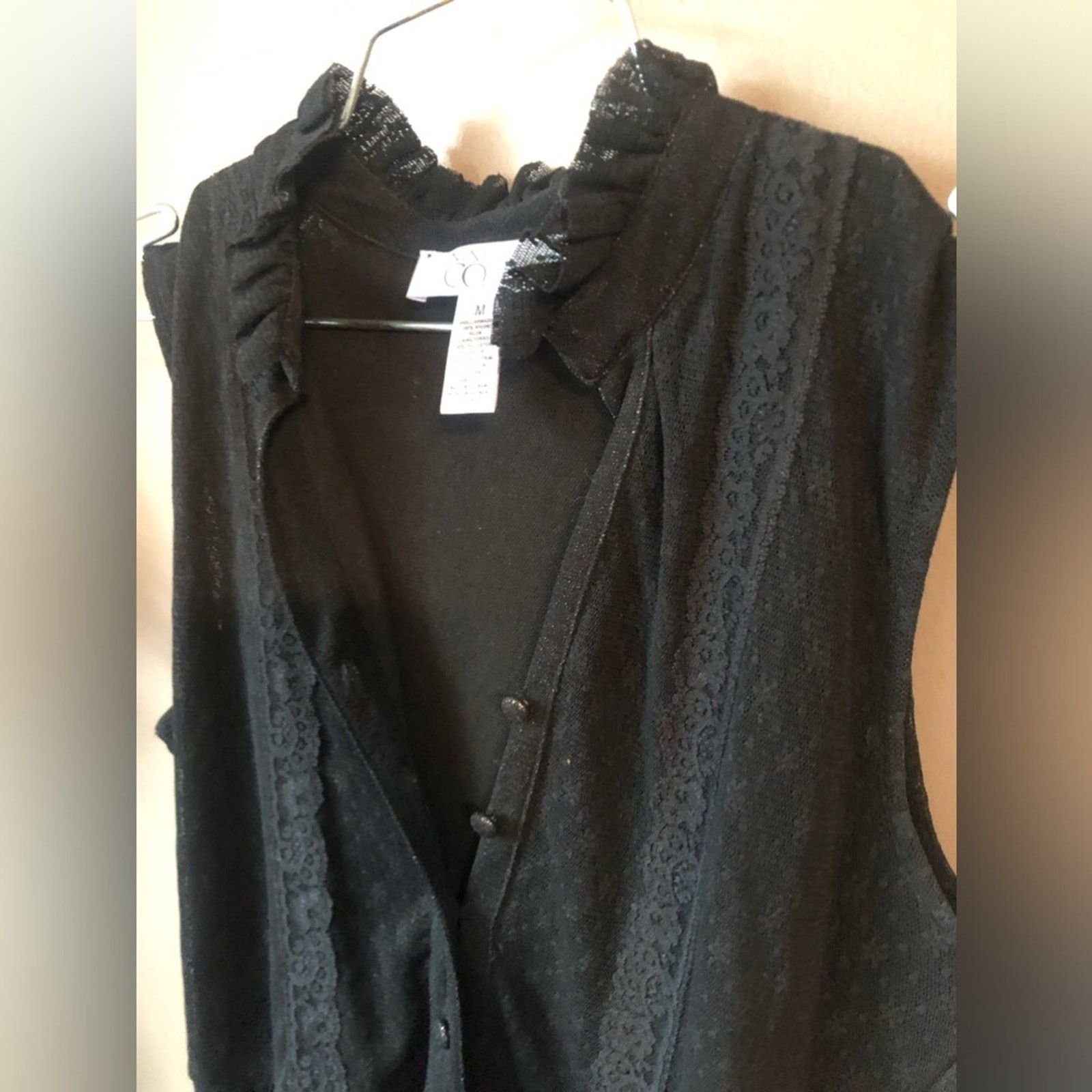 Nine West Lace blouse buttoned sleeveless top Size M / US 6-8 / IT 42-44 - 2 Thumbnail