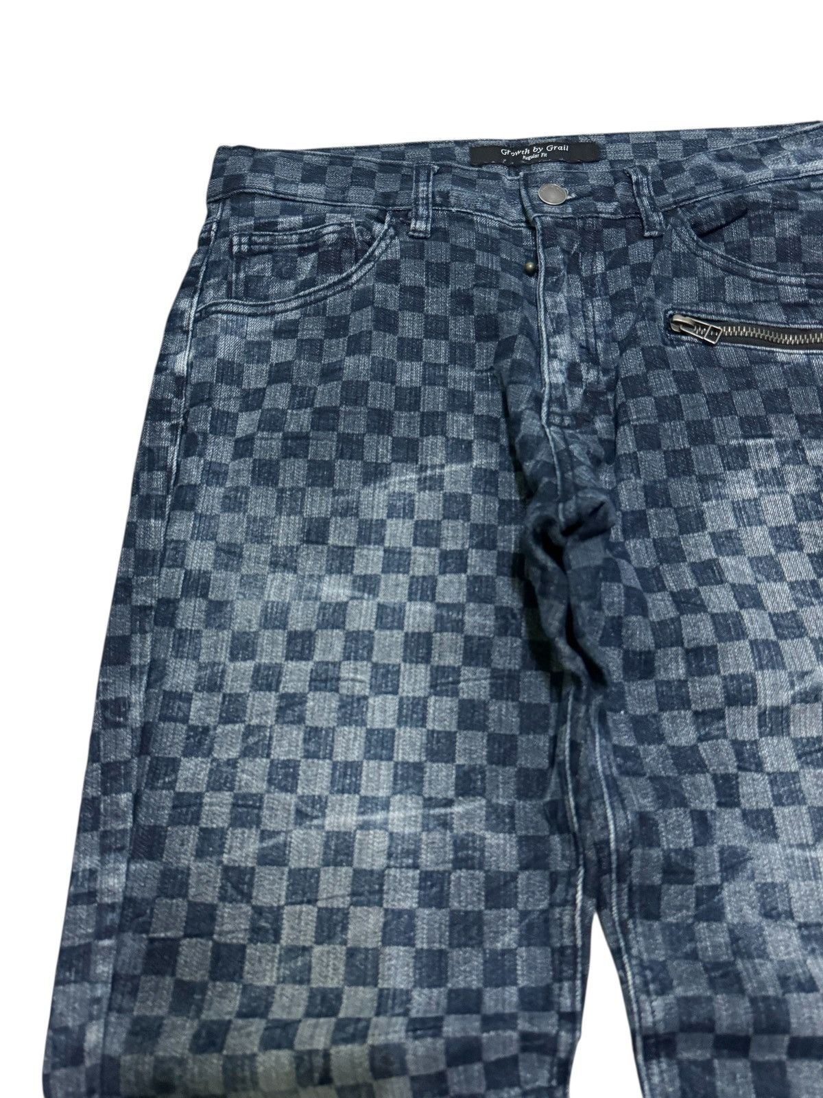 Japanese Brand Growth by Grail Checkerboard Denim Jeans Japan Streetwear Size US 28 / EU 44 - 4 Thumbnail