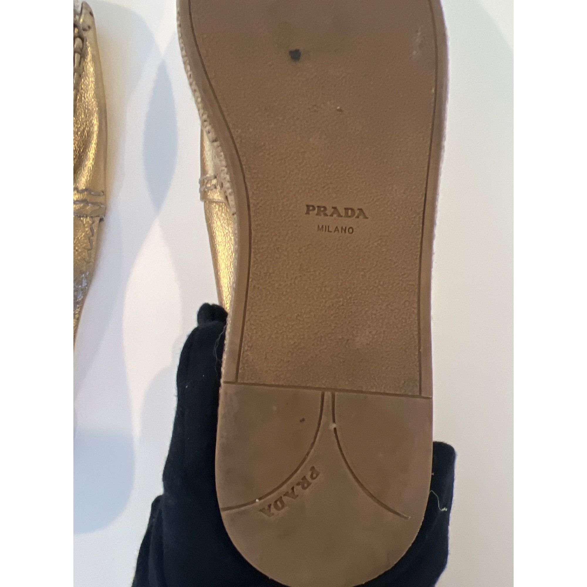 Prada Prada Gold Metallic Peep-Toe Espadrilles Size US 7.5 / IT 37.5 - 17 Thumbnail