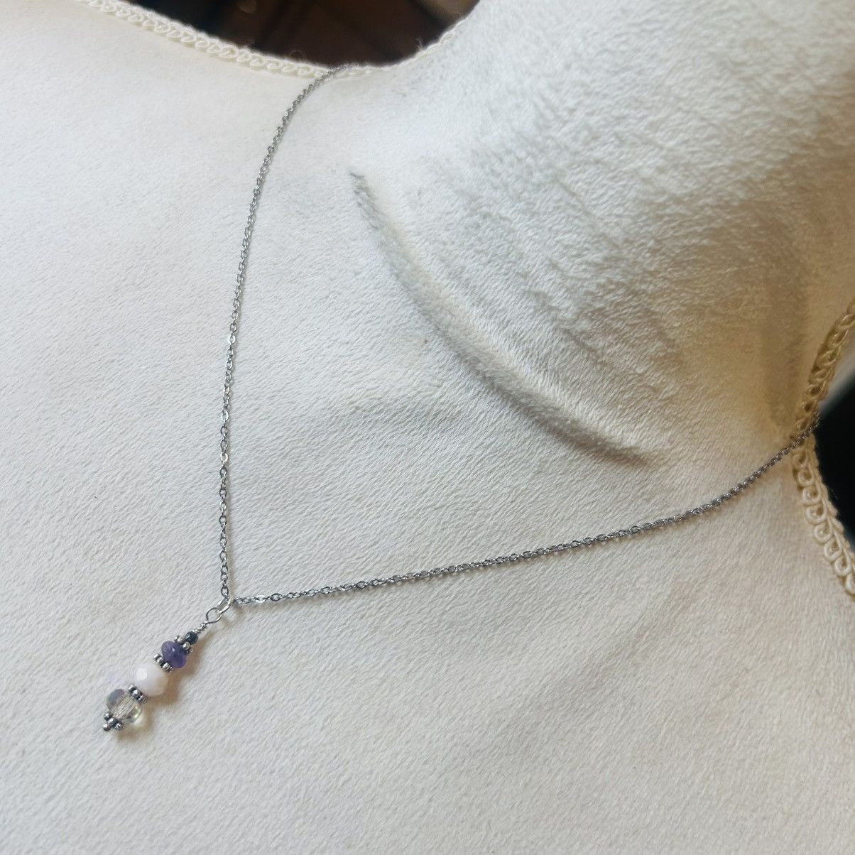 Handmade Handcrafted amethyst aurora borealis crystal necklace set Size ONE SIZE - 3 Thumbnail
