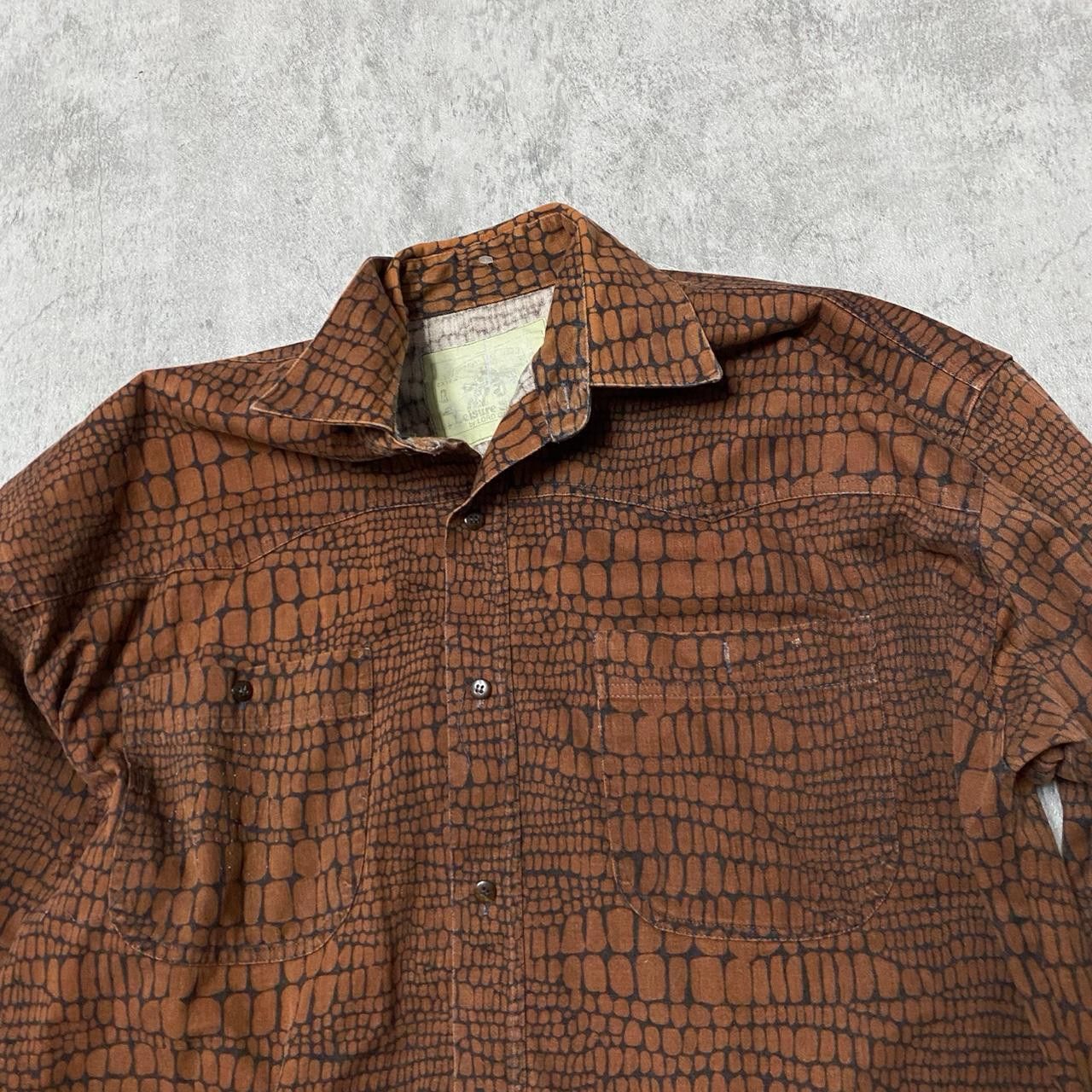 Other Brown crocodile print button-up shirt #western Size US L / EU 52-54 / 3 - 2 Thumbnail