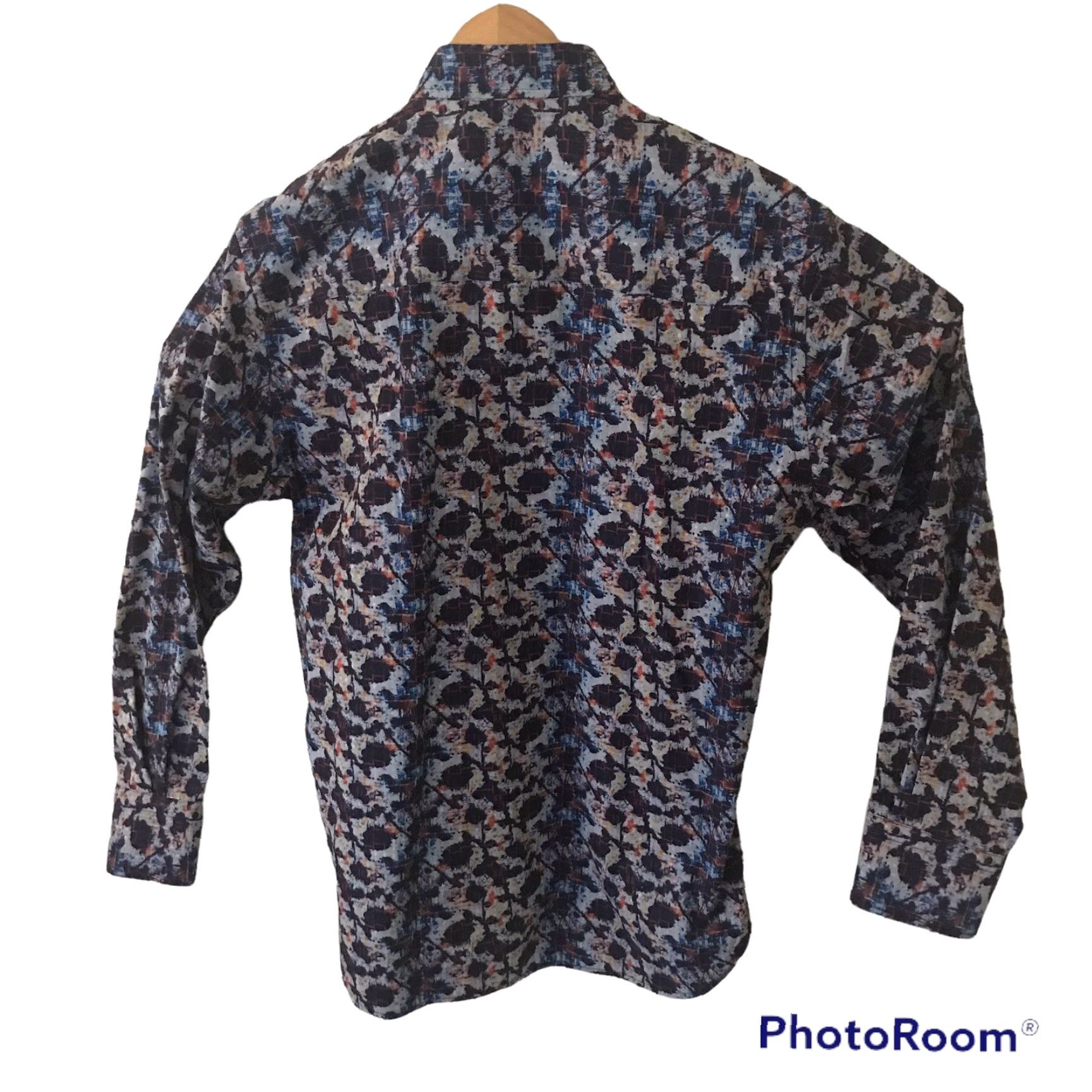 Vintage Visconti Black Shirt Mens Size Small L/S Modern Splat Print Blue Multi 25 NEW Size US S / EU 44-46 / 1 - 4 Thumbnail