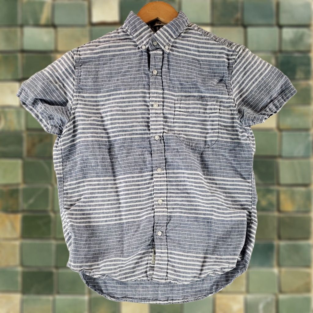 J.Crew VINTAGE J.CREW Shirt Button Down Baird McNutt Irish Linen Slim Blue White Striped Mens M Size US M / EU 48-50 / 2 - 1 Thumbnail