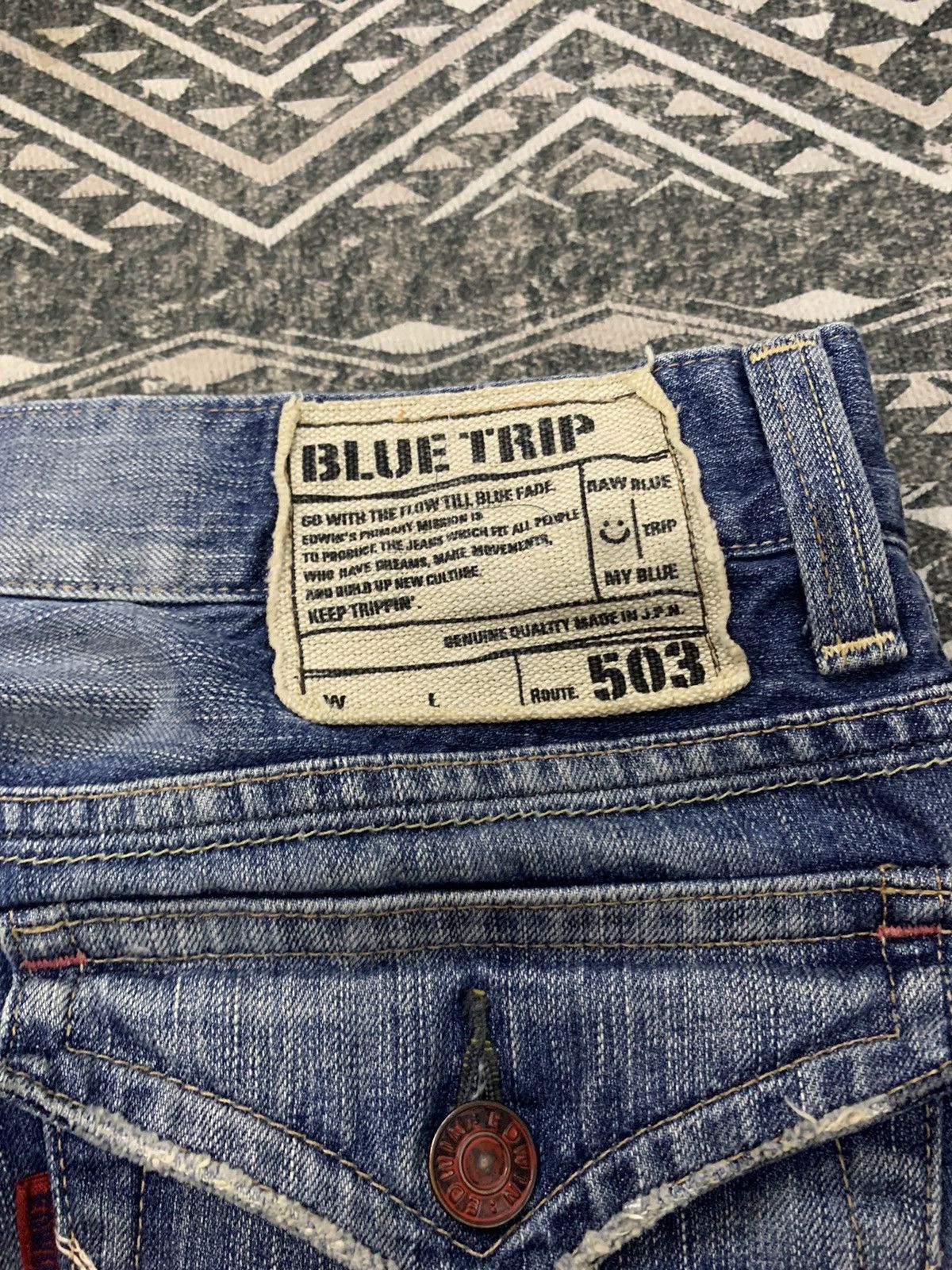 Edwin 🔥FLARE🔥EDWIN 503 BLUE TRIP DISTRESSED SPLASH PAINT Size US 32 / EU 48 - 14 Thumbnail