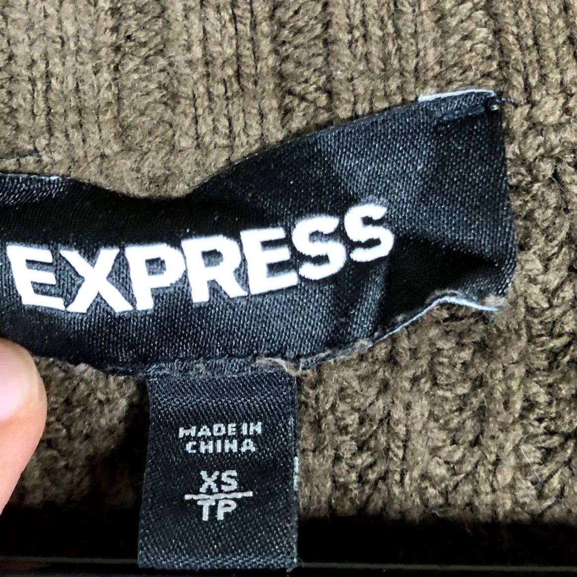 Express Express Womens Sweater Green V-Neck Knitted Long Sleeve Tunic XSmall XS Knit Pullover Casual Workwear // Women // Veg? Size XS / US 0-2 / IT 36-38 - 6 Thumbnail