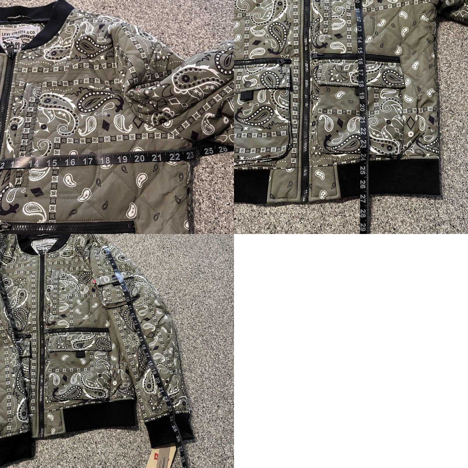 Levi's Levi's Bomber Jacket Mens M Quilted Olive Green Paisley Size US M / EU 48-50 / 2 - 8 Thumbnail
