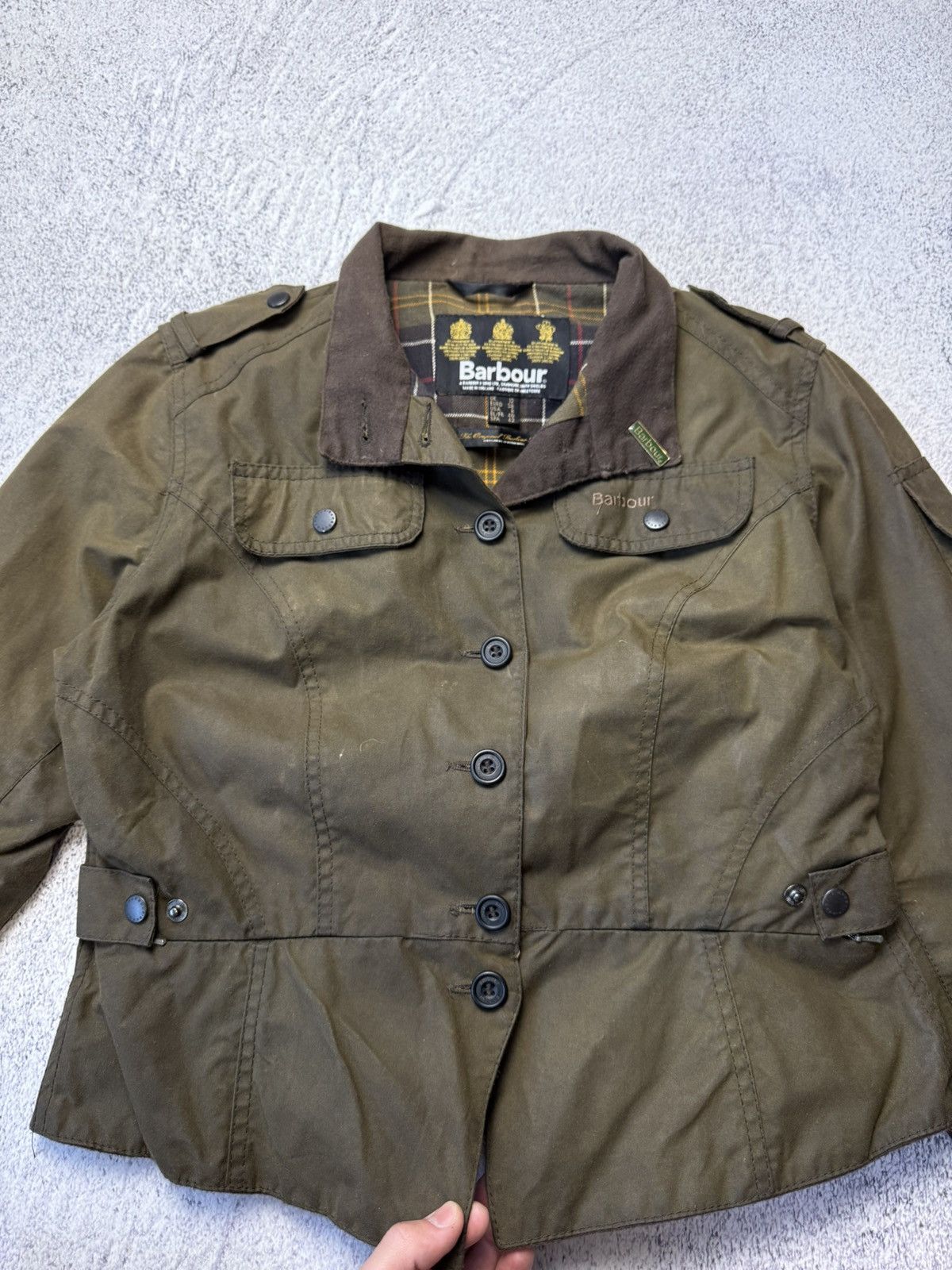 Barbour Women's Made in England Waxed Peplum Jacket - Sage