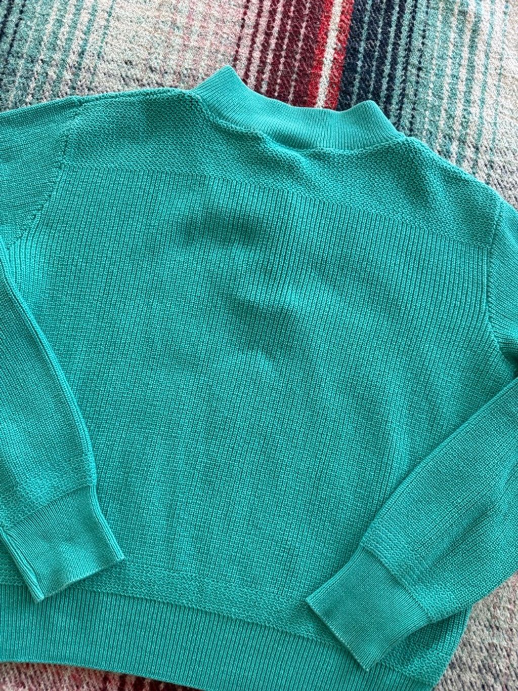 Eddie Bauer 80s Women’s Eddie Bauer Teal Henley Sweater L Size L / US 10 / IT 46 - 4 Thumbnail