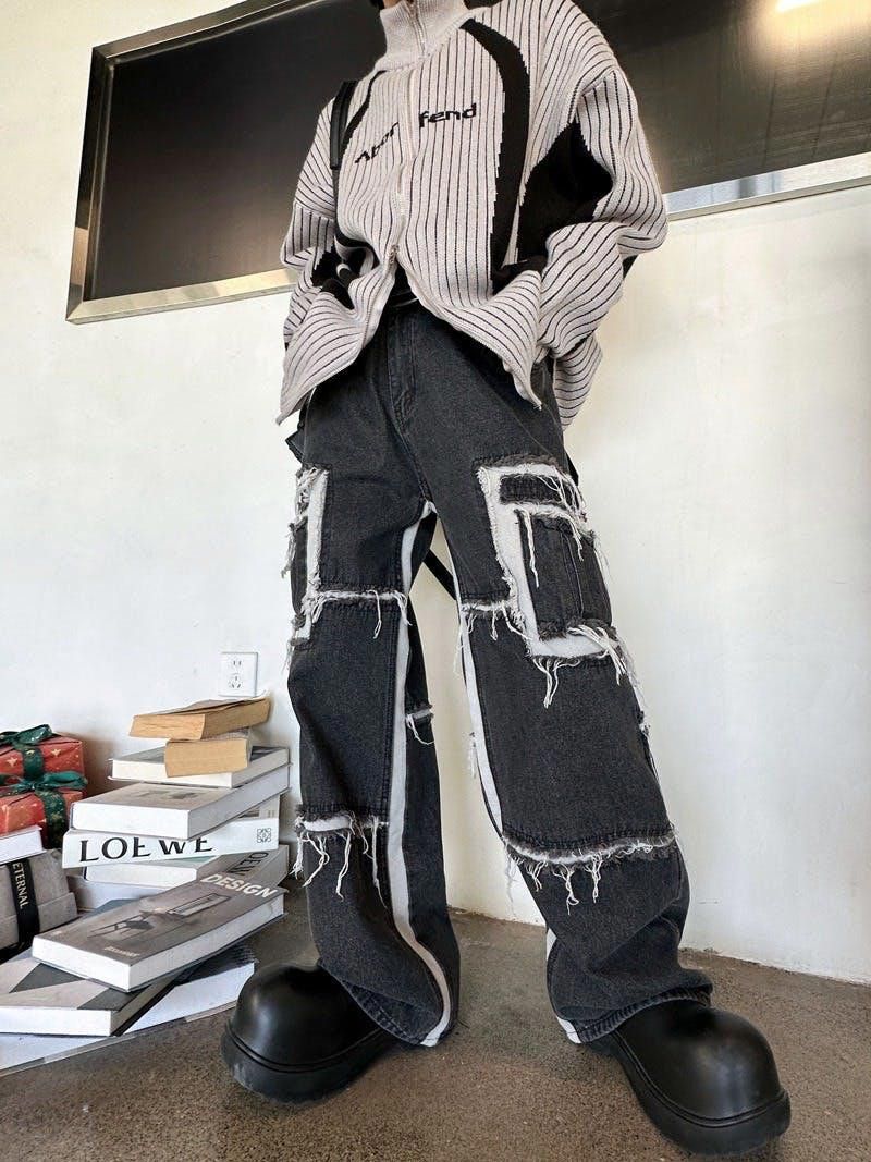 image of Opium Distressed Black Denim Jeans, Men's (Size 32)