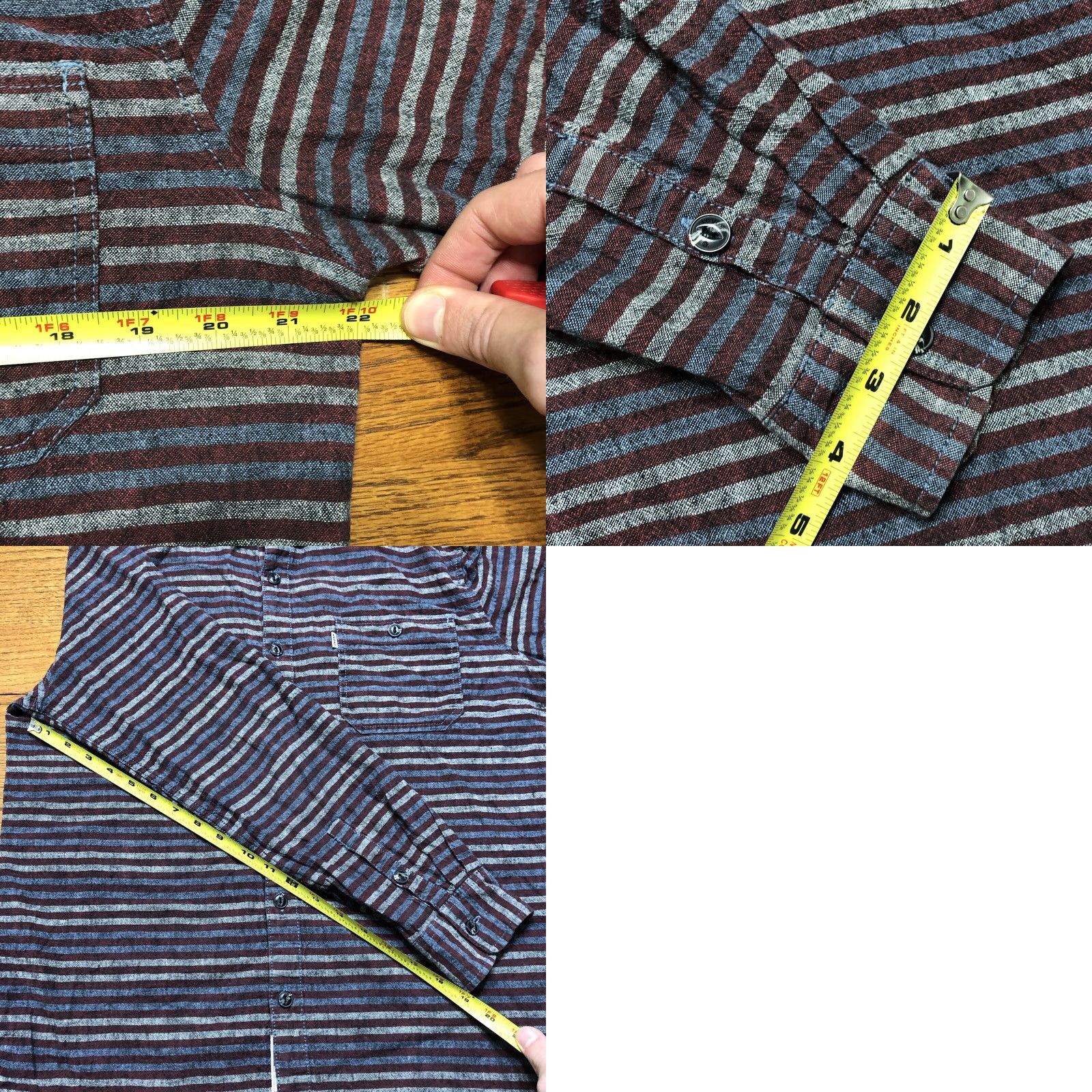 Levi's Levi's Abbey Linen Blend Striped Shirt Mens Large Red Blue Long Sleeve Button-Up Casual Size US L / EU 52-54 / 3 - 8 Thumbnail