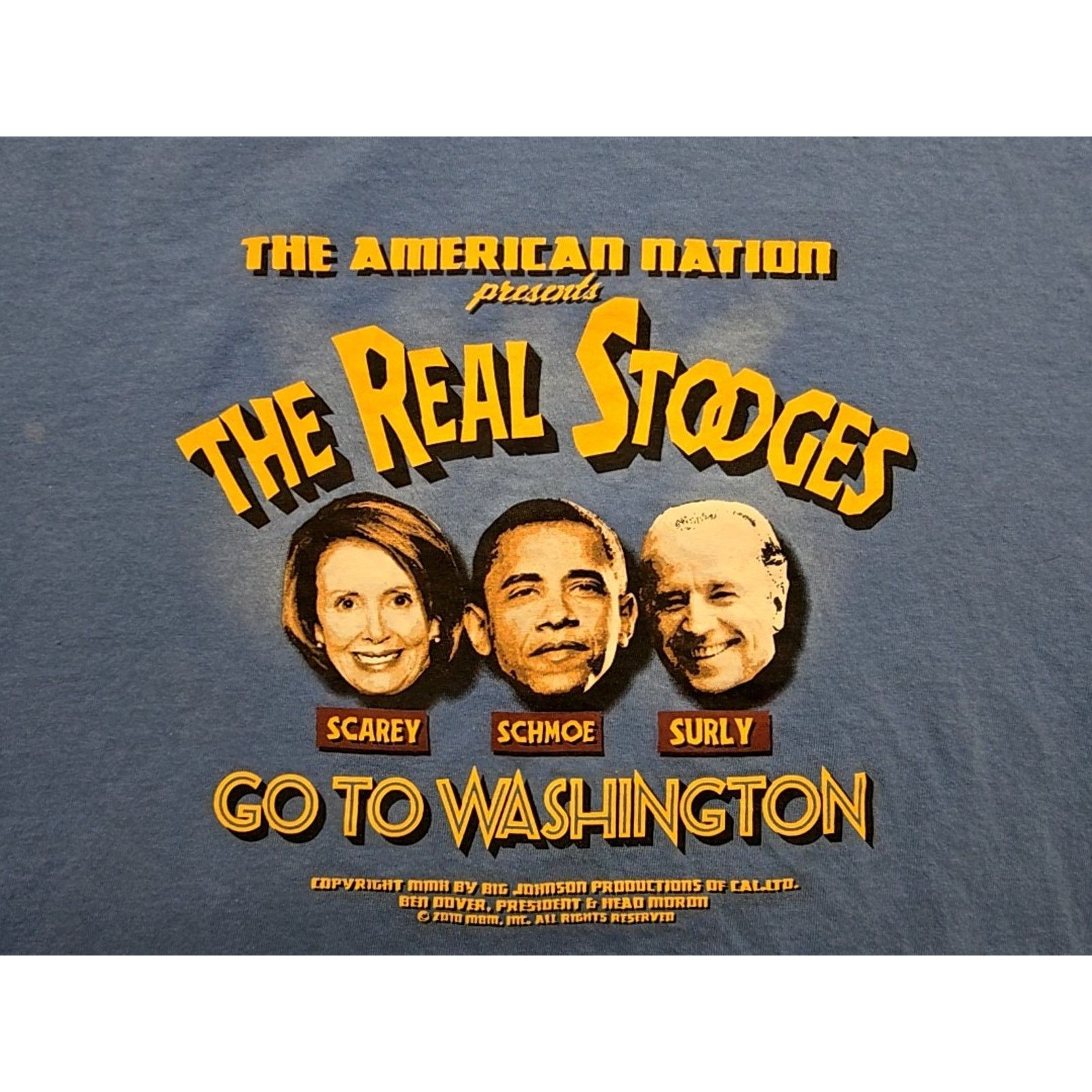 Gildan The Real Stooges Political Shirt Obama Biden Blue XL Funny Size US XL / EU 56 / 4 - 2 Thumbnail