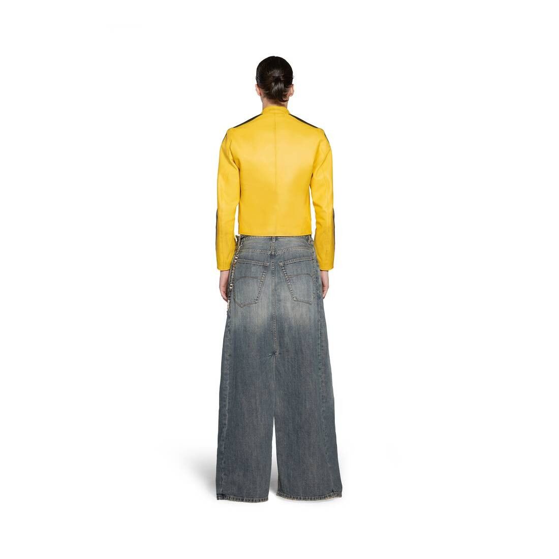 Balenciaga o1s1rm1125 Shrunk Racer Jacket in Yellow/Black Size L / US 10 / IT 46 - 4 Thumbnail
