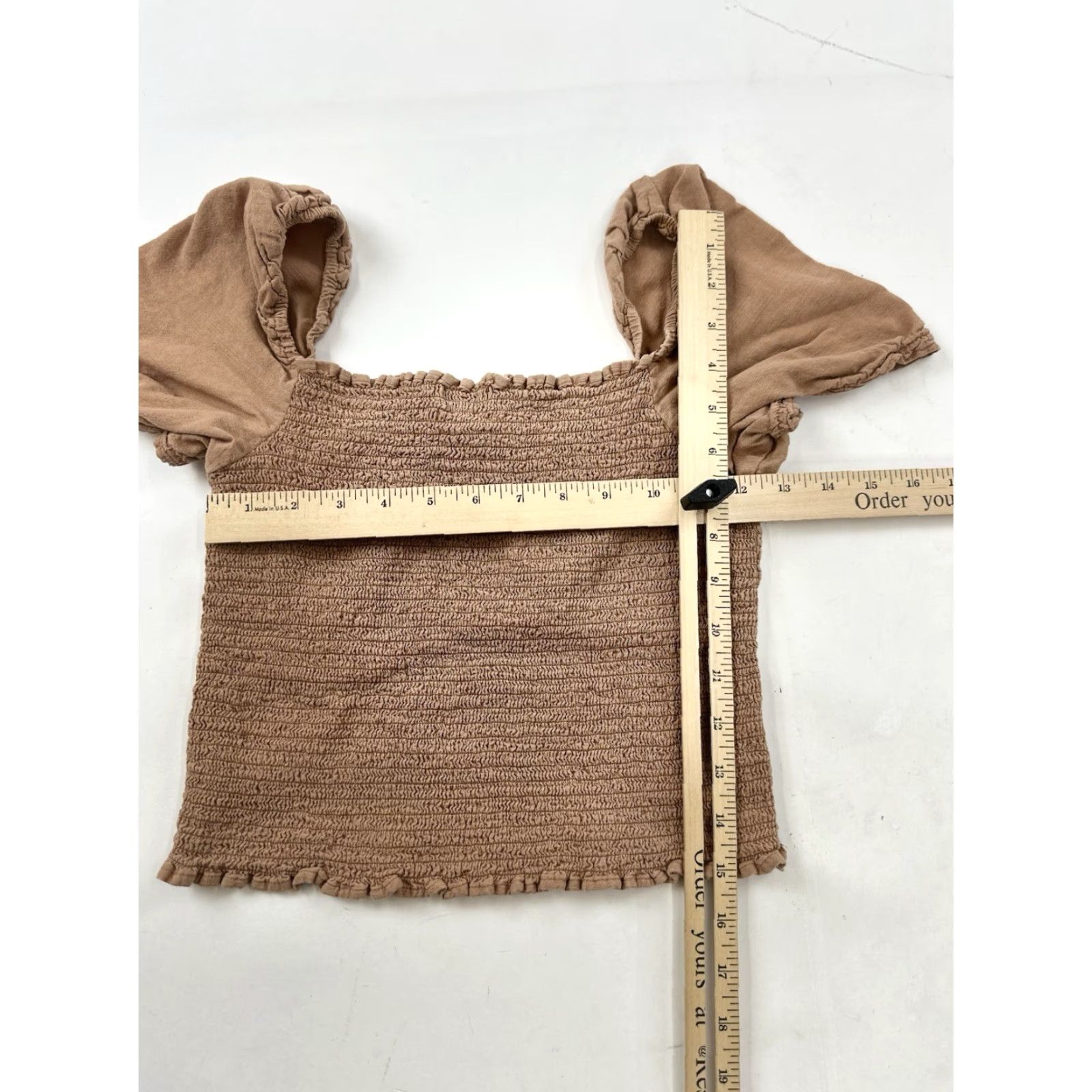 Urban Outfitters VINTAGE Urban Outfitters Shirt Womens L Large Orange Tan Smocked Crop Cottagecore Size L / US 10 / IT 46 - 6 Thumbnail
