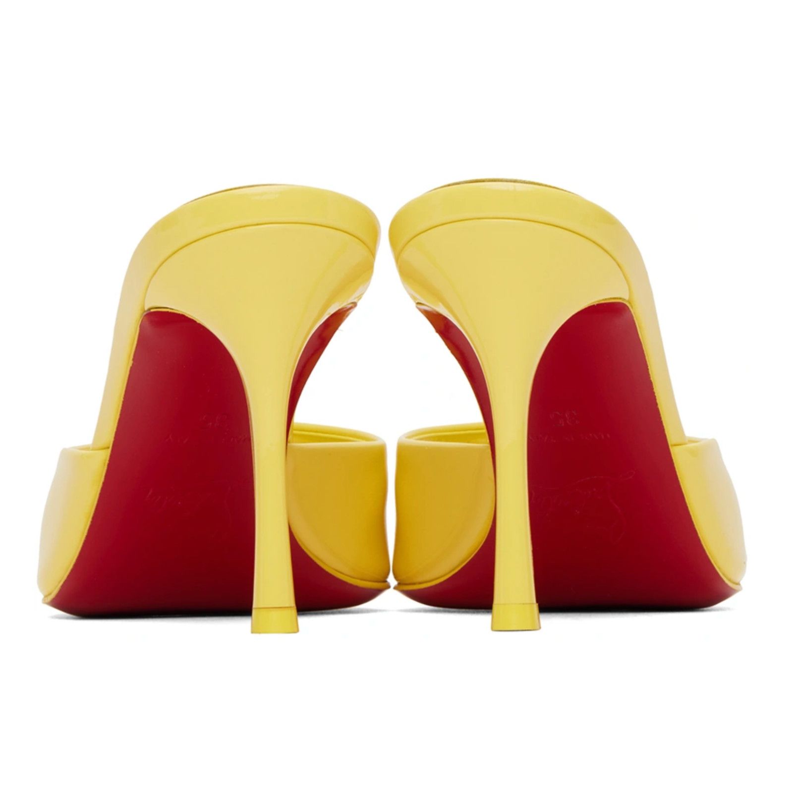 Christian Louboutin Me Dolly 85 Piou Yellow Backless Sandal Mule Heel Pump 37.5 Size US 7.5 / IT 37.5 - 10 Thumbnail