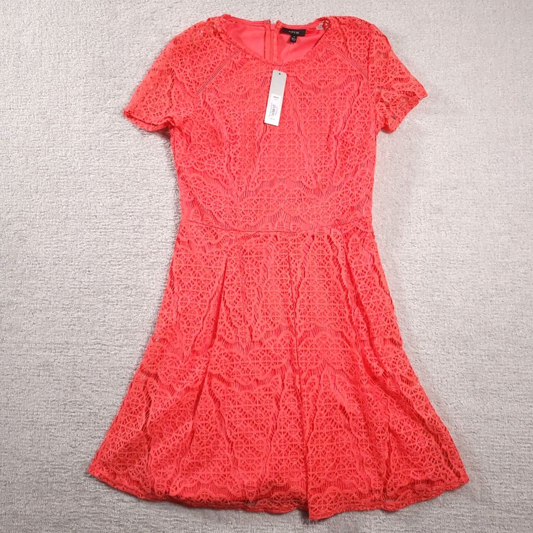 Apt. 9 VINTAGE Apt. 9 Womens Small Dubarry Lace Fit & Flare Dress Orange Size S / US 4 / IT 40 - 2 Thumbnail