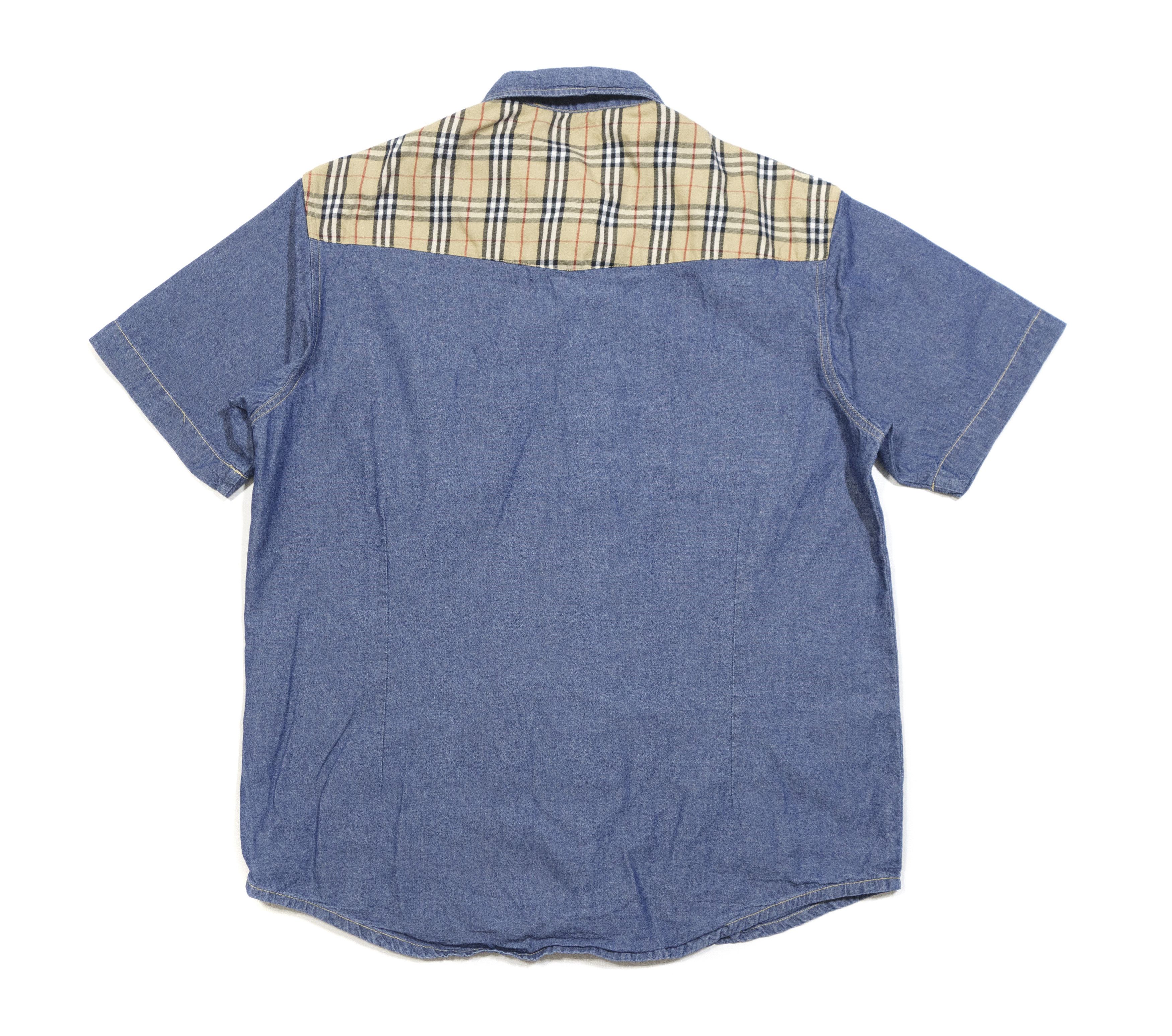 Burberry 00S Nova Check Denim Shortsleeve Shirt Size US L / EU 52-54 / 3 - 2 Thumbnail
