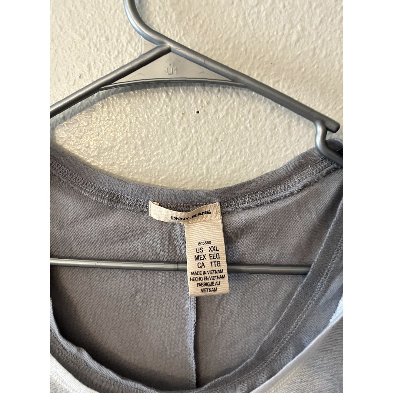 DKNY DKNY Jeans Shirt Women 2XL Gray/White Scoop Neck Short Sleeve Layered T-Shirt Womens Size XXL / US 16-18 / IT 52-54 - 2 Thumbnail