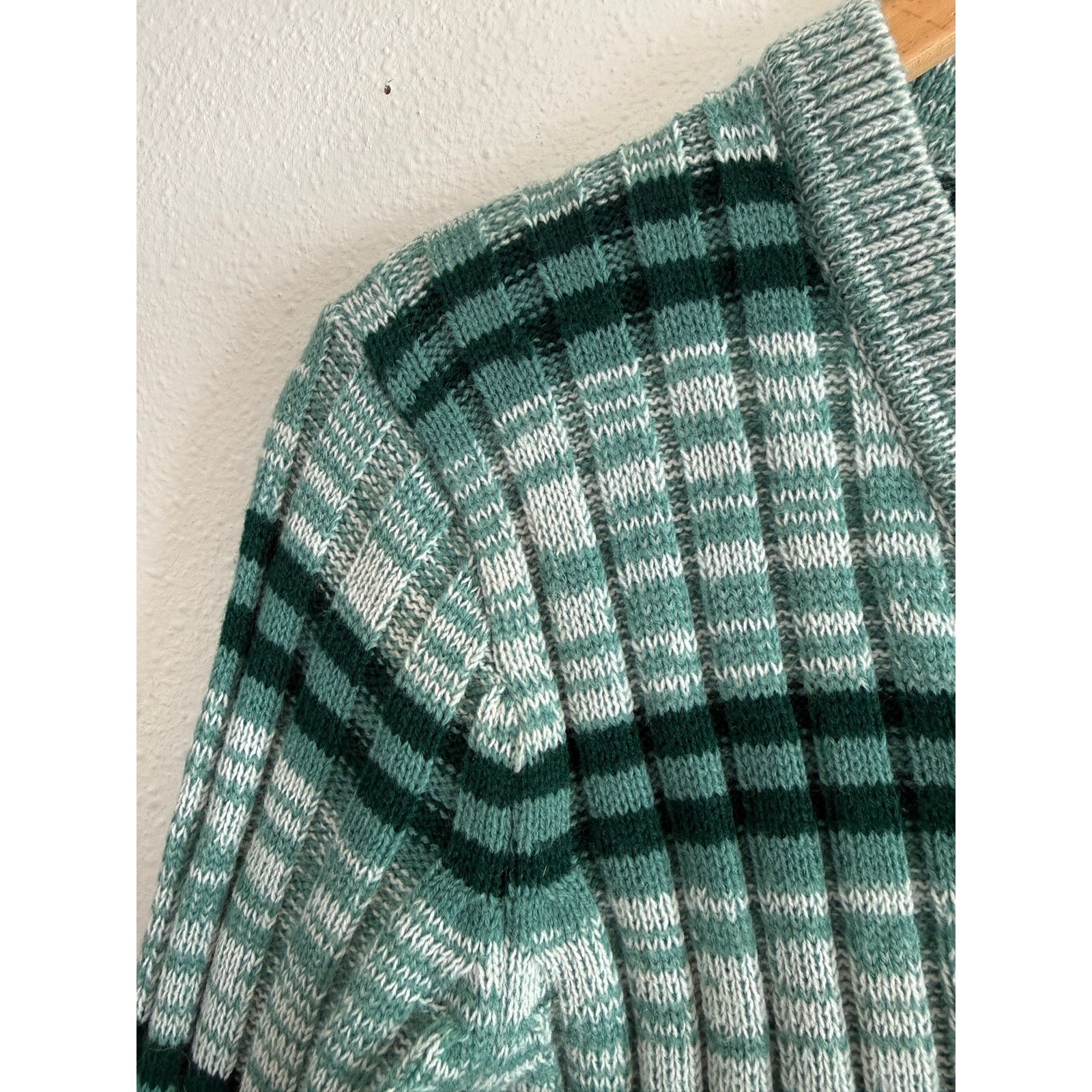 Vintage 70s Green Stripe Cardigan Size ONE SIZE - 5 Thumbnail
