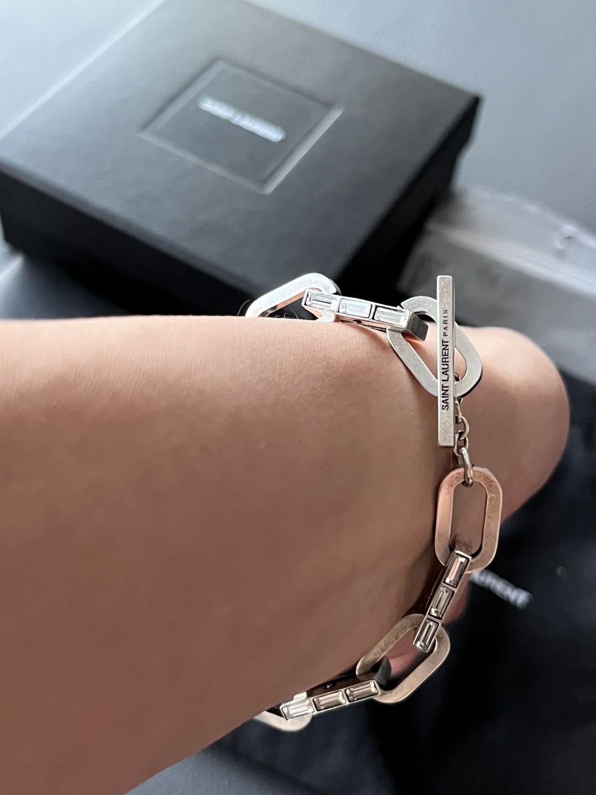 Saint Laurent Paris Saint Laurent Runway Brass Metal Distressed Punk Bracelet Size ONE SIZE - 21 Thumbnail