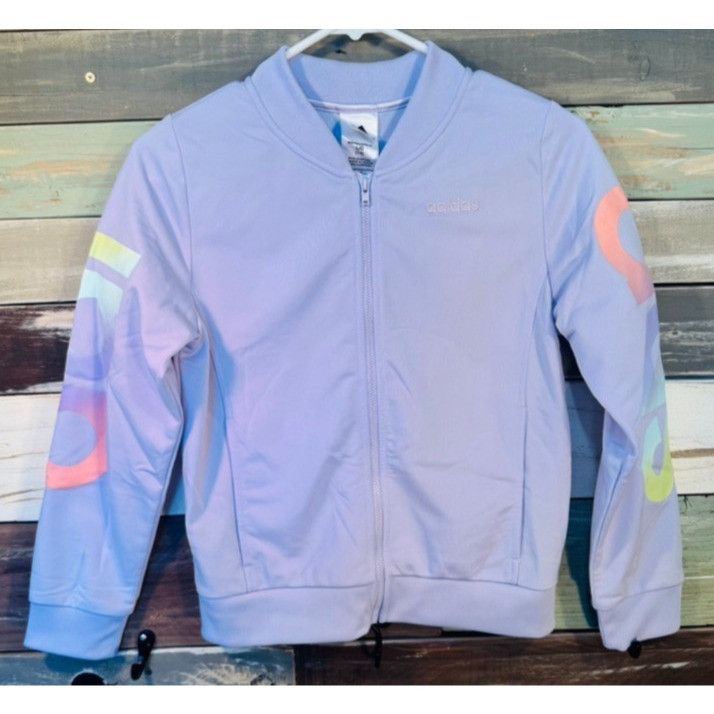 Adidas Adidas Girls Light Purple Rainbow Logo Zip Track Jacket L ( Size L / US 10 / IT 46 - 1 Thumbnail