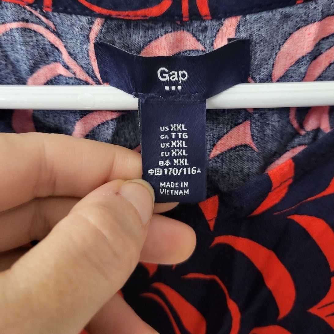 Gap Gap Navy and Red Geometric Patterned Blouse - XXL Size XXL / US 16-18 / IT 52-54 - 5 Thumbnail