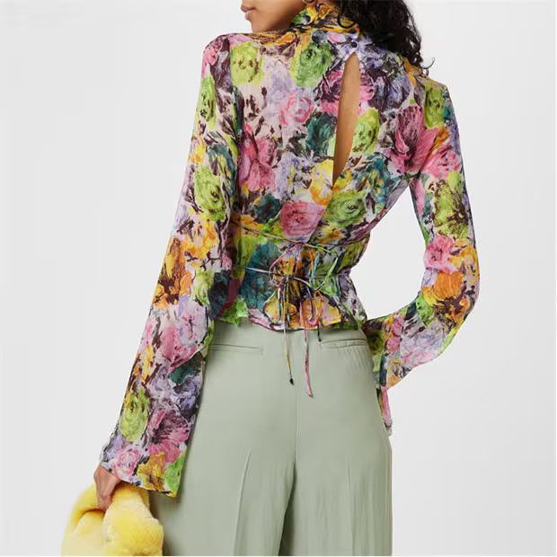 Dries Van Noten o1g2r1mq1024 Floral Chaman Blouse in Multicolor Size S / US 4 / IT 40 - 5 Thumbnail
