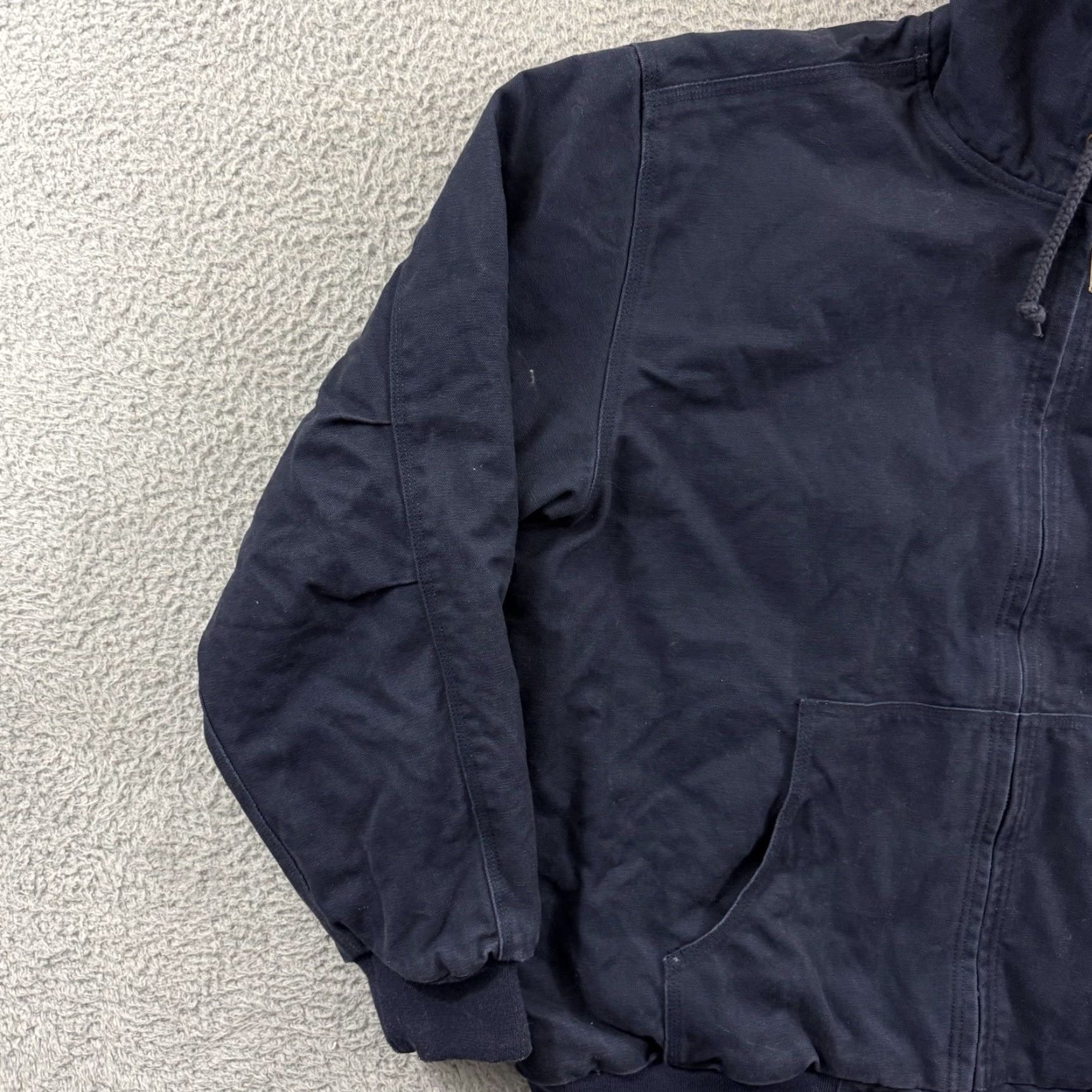 Carhartt VINTAGE Dri-Duck Mens Jacket Coat 2XL Blue Canvas Bomber Lined Zip Winter Casual Workwear 90s Outdoor USA Mens Size US XXL / EU 58 / 5 - 4 Thumbnail