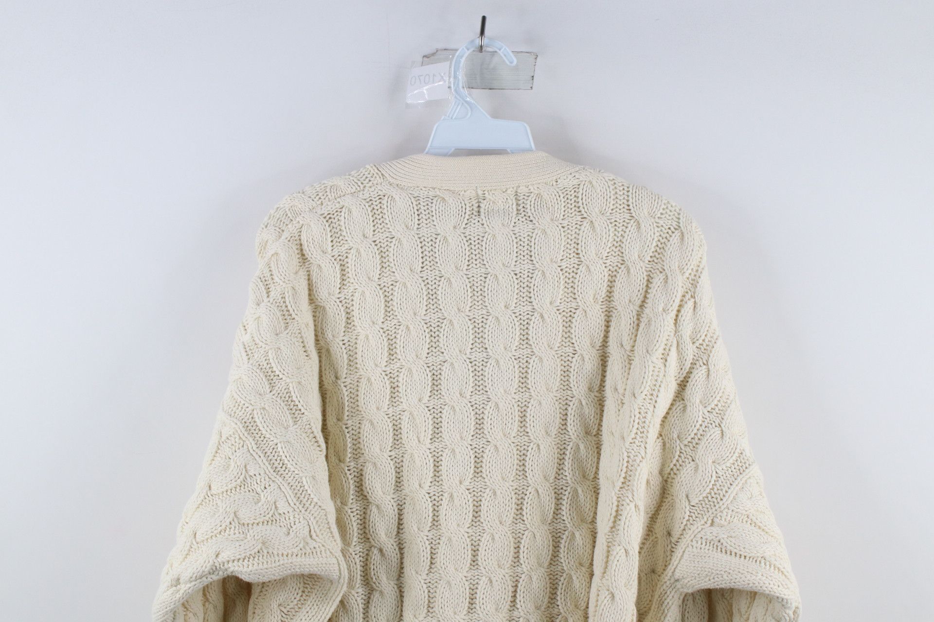Gap × Vintage Vintage 90s Gap Chunky Cable Knit Cardigan Sweater Cream Size US L / EU 52-54 / 3 - 7 Thumbnail