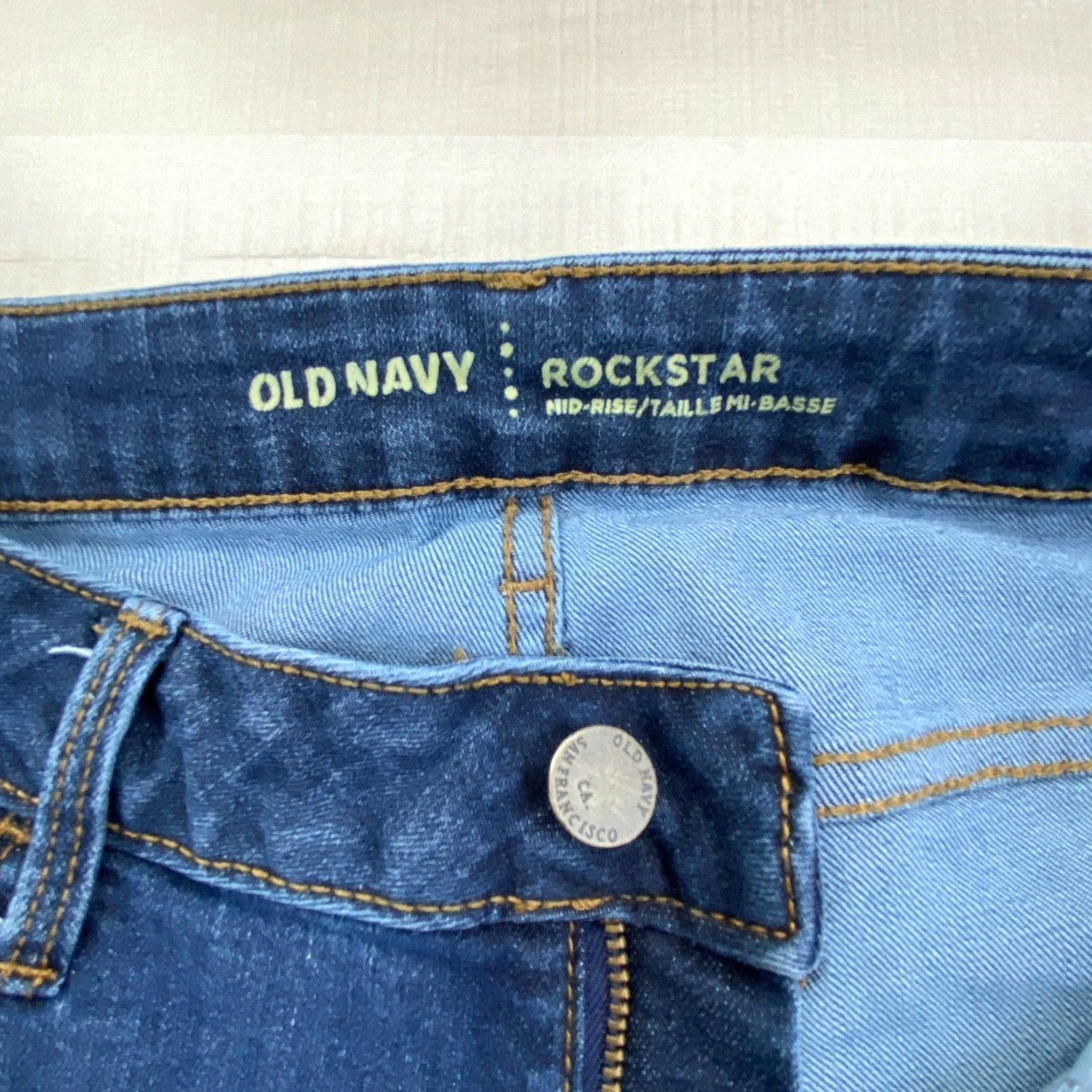 Old Navy Old Navy Women's Rockstar Skinny Jeans, Medium Wash Blue, Size 4, Regular Fit Size 27" / US 4 / IT 40 - 4 Thumbnail