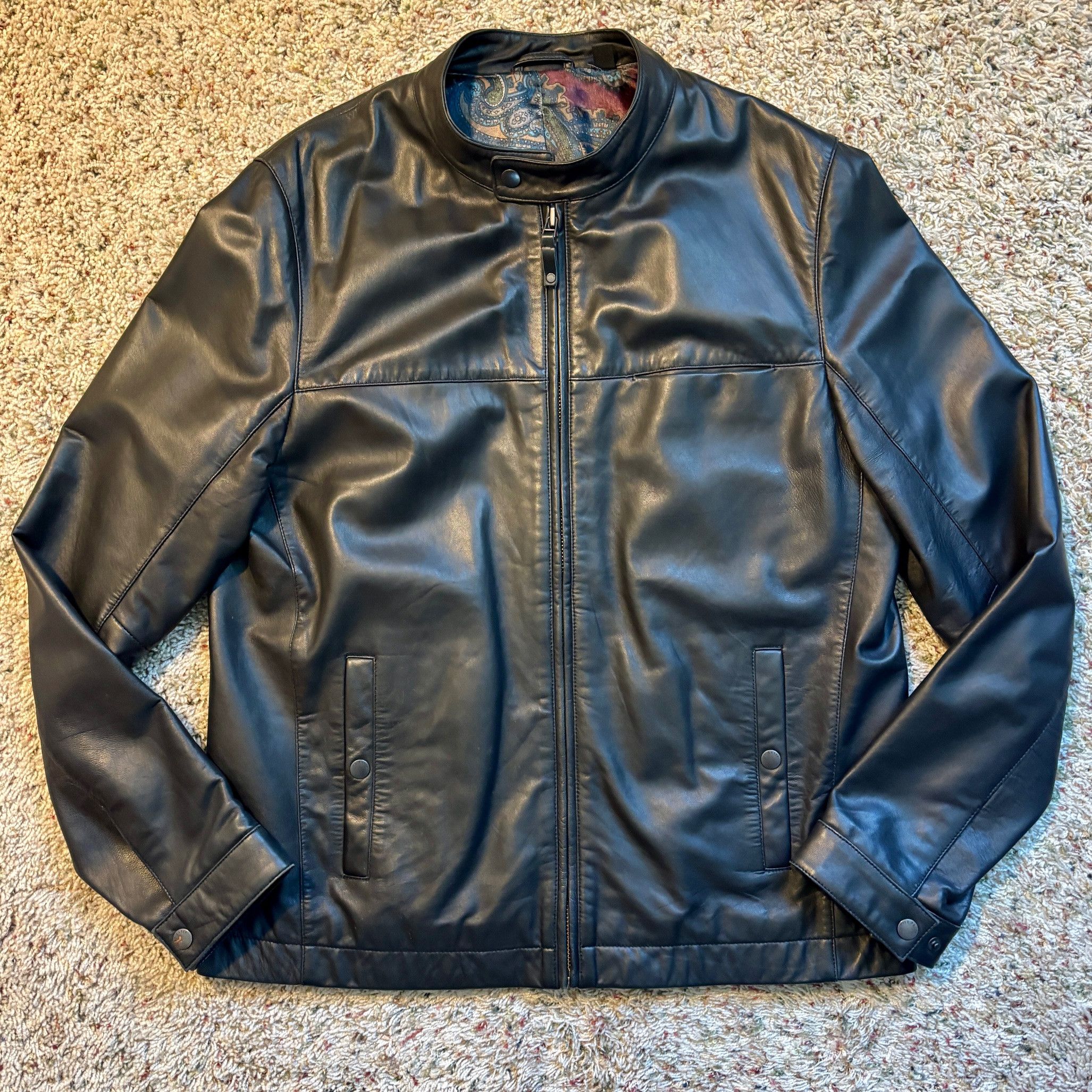Ted Baker Ted Baker 100% Leather Black Bomber Jacket, Medium (5) Size US M / EU 48-50 / 2 - 1 Thumbnail
