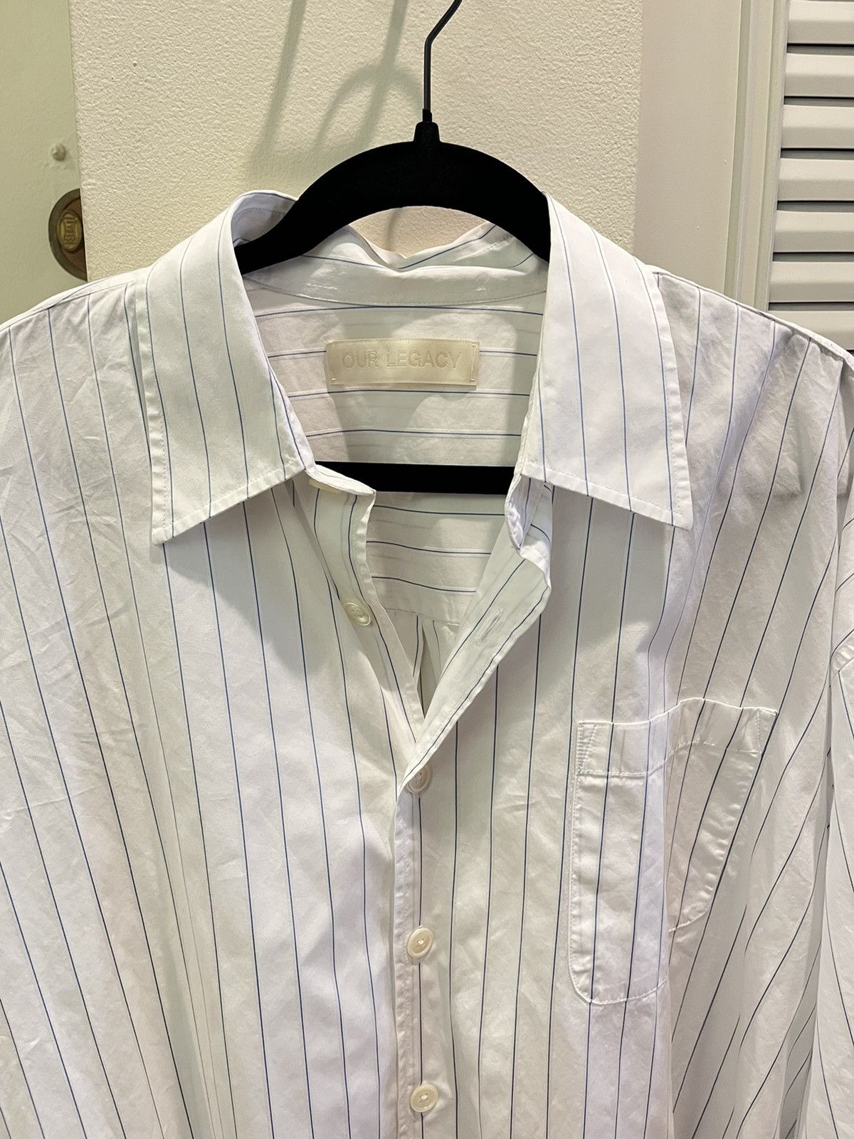 Our Legacy Our Legacy Borrowed Shirt Blue Sapphire Pinstripe Size US L / EU 52-54 / 3 - 5 Thumbnail