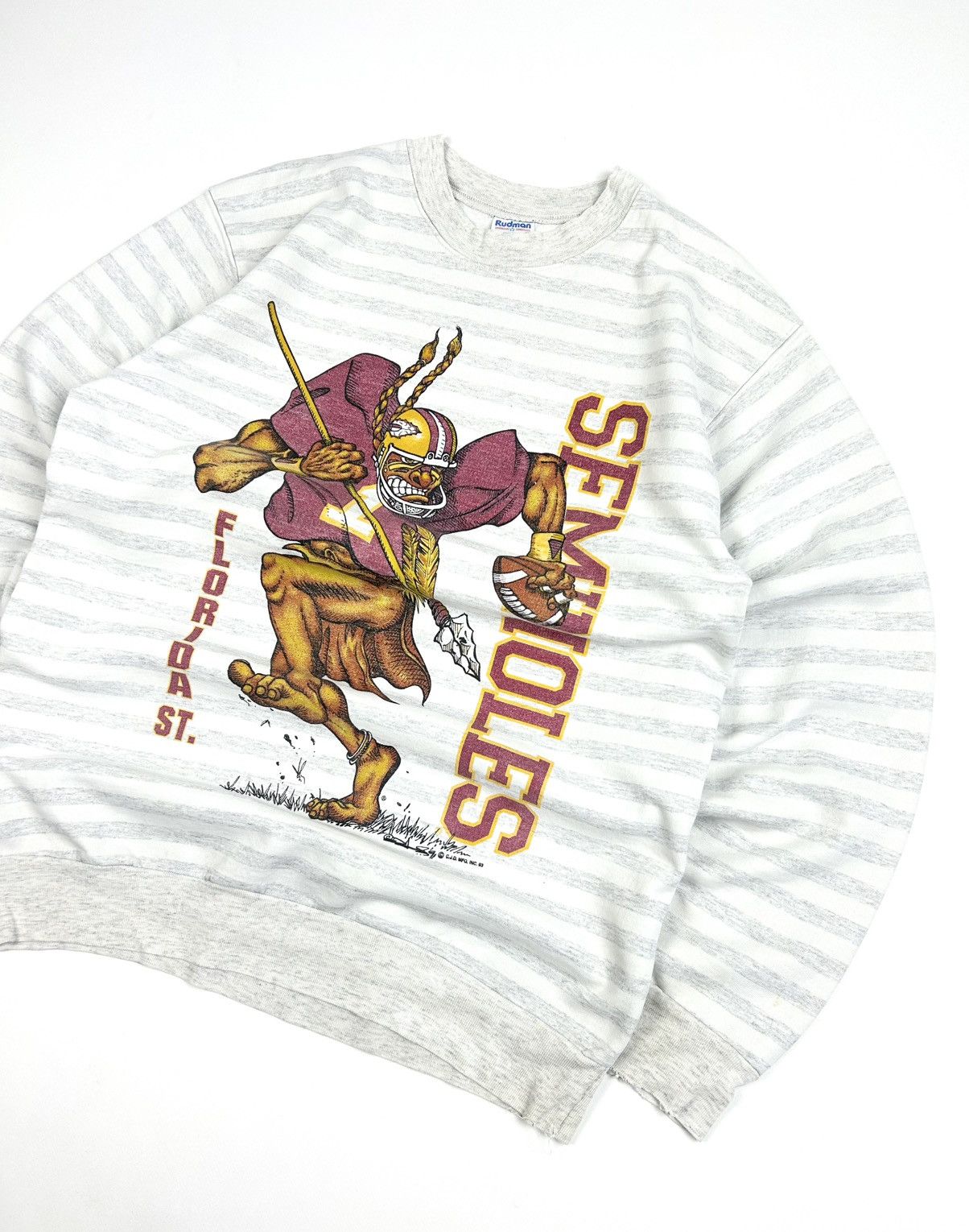Vintage Vintage 1993 FSU SEMINOLES Striped Gray Sweatshirt Rare USA Size US L / EU 52-54 / 3 - 3 Thumbnail