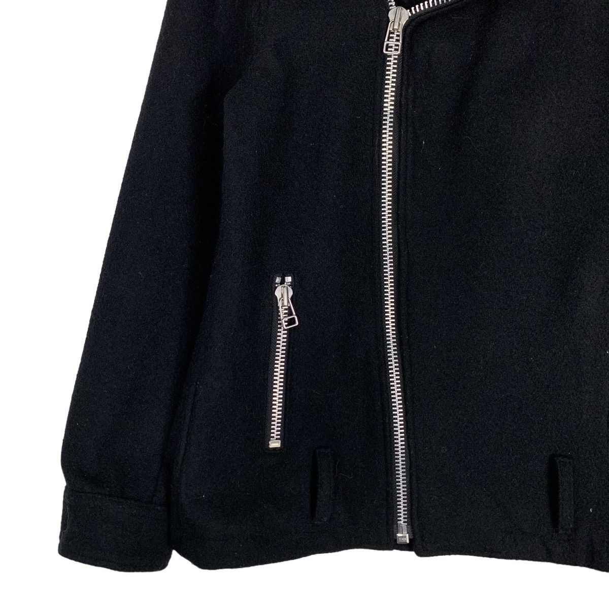 Japanese Brand Black Wool Double Collar Asymmetrical Jacket #0683-C31 Size US M / EU 48-50 / 2 - 5 Thumbnail