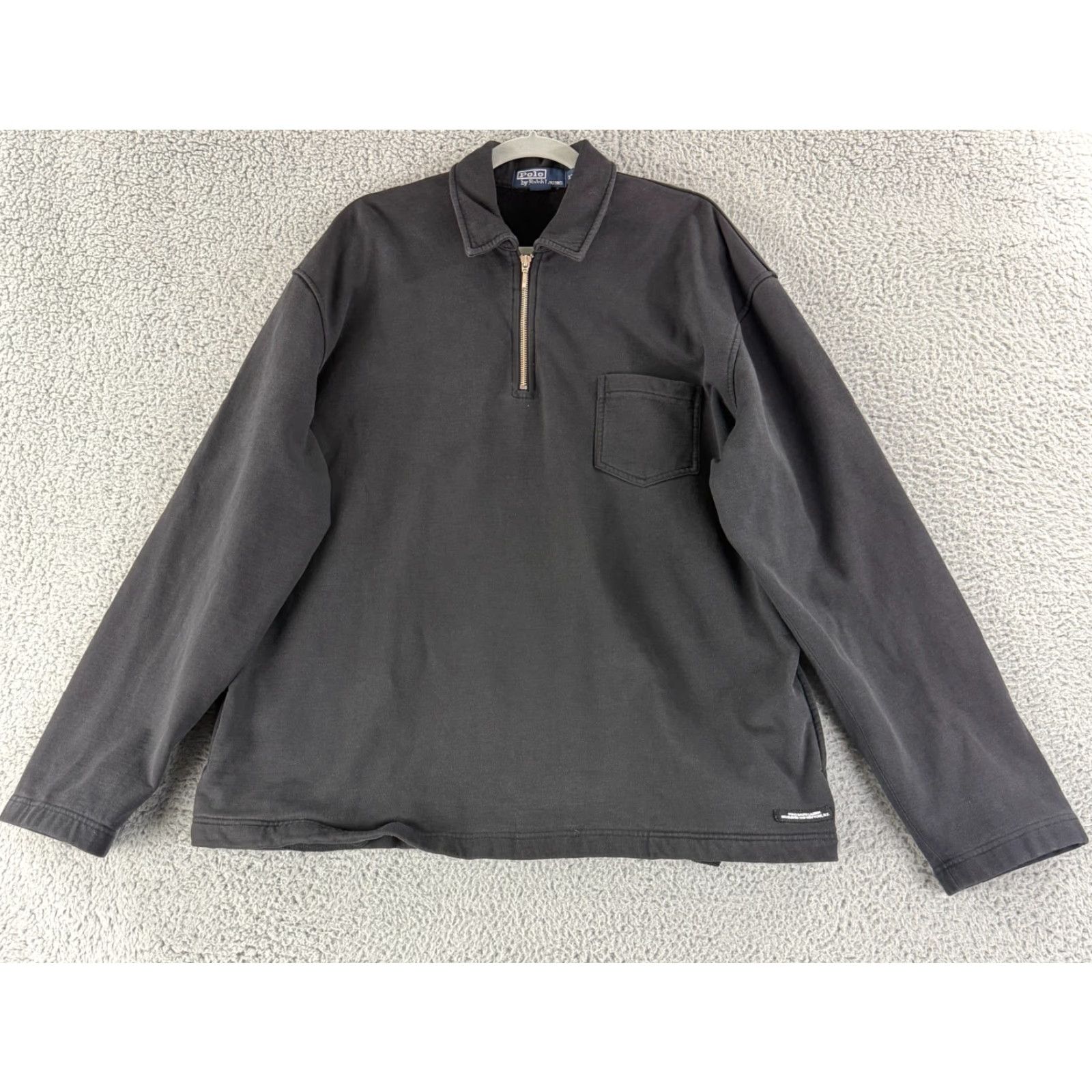 Polo Ralph Lauren Polo Ralph Lauren Sweater Mens XL Black Long Sleeve 1/4 Zip VTG 100% Cotton Size US XL / EU 56 / 4 - 2 Thumbnail