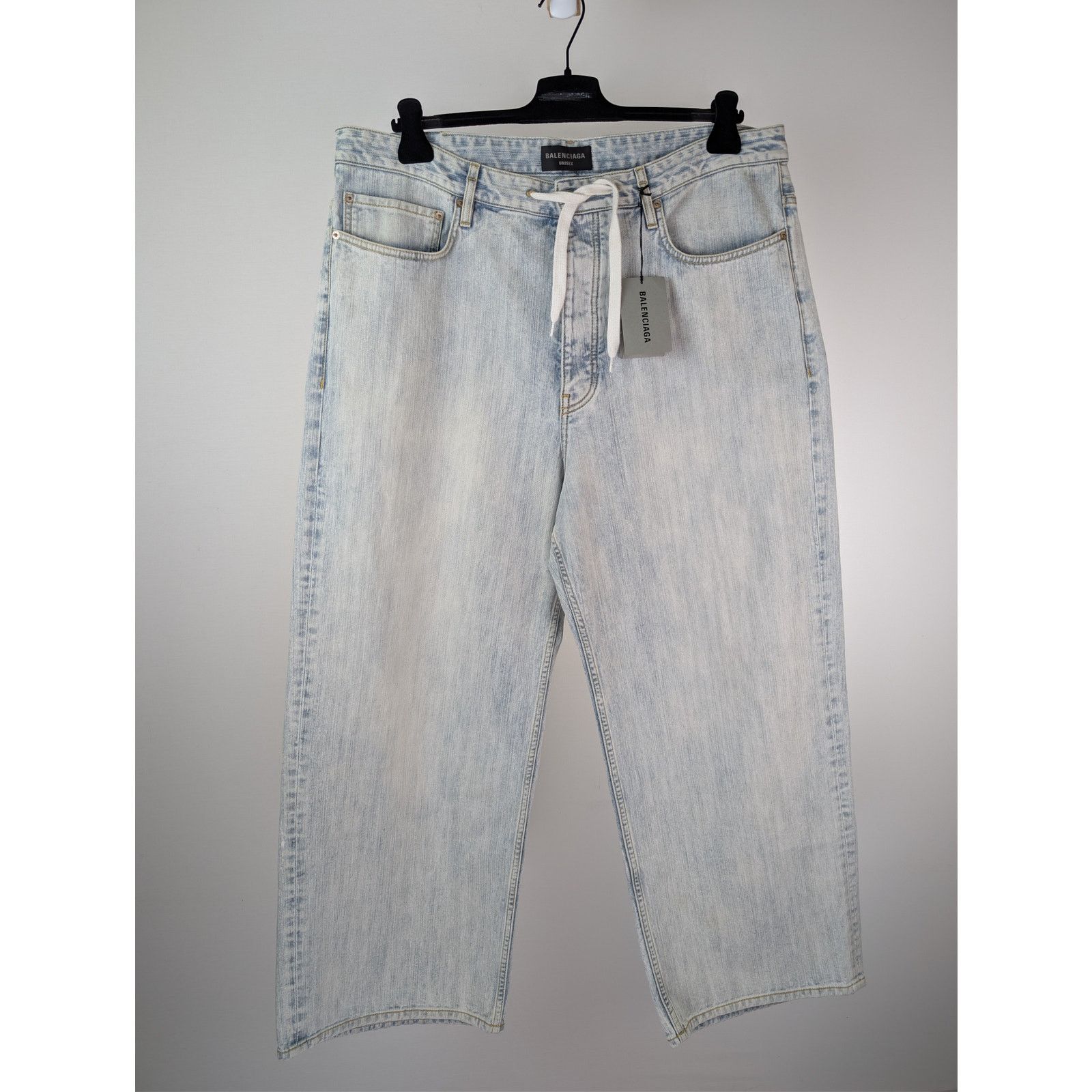 Balenciaga o1rshd1 Oversized Baggy Denim Pants in Bleached Ring Size US 32 / EU 48 - 2 Thumbnail