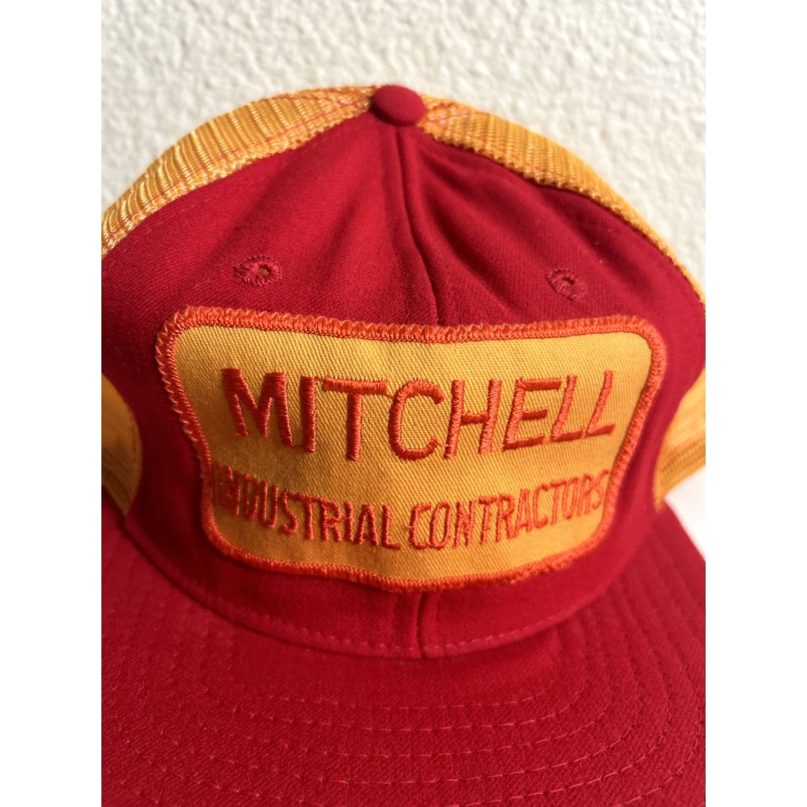 New Era VINTAGE New Era Trucker Hat Men One Size Red Industrial Contractors Snap Back Size ONE SIZE - 4 Thumbnail