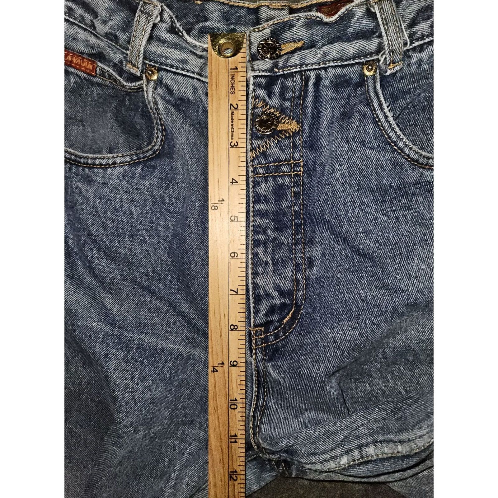 Vintage VINTAGE Lawman Jeans Women's 11 High Rise Blue Distressed Straight 80s 90s Cowboy Boys? Size 32" / US 10 / IT 46 - 5 Thumbnail