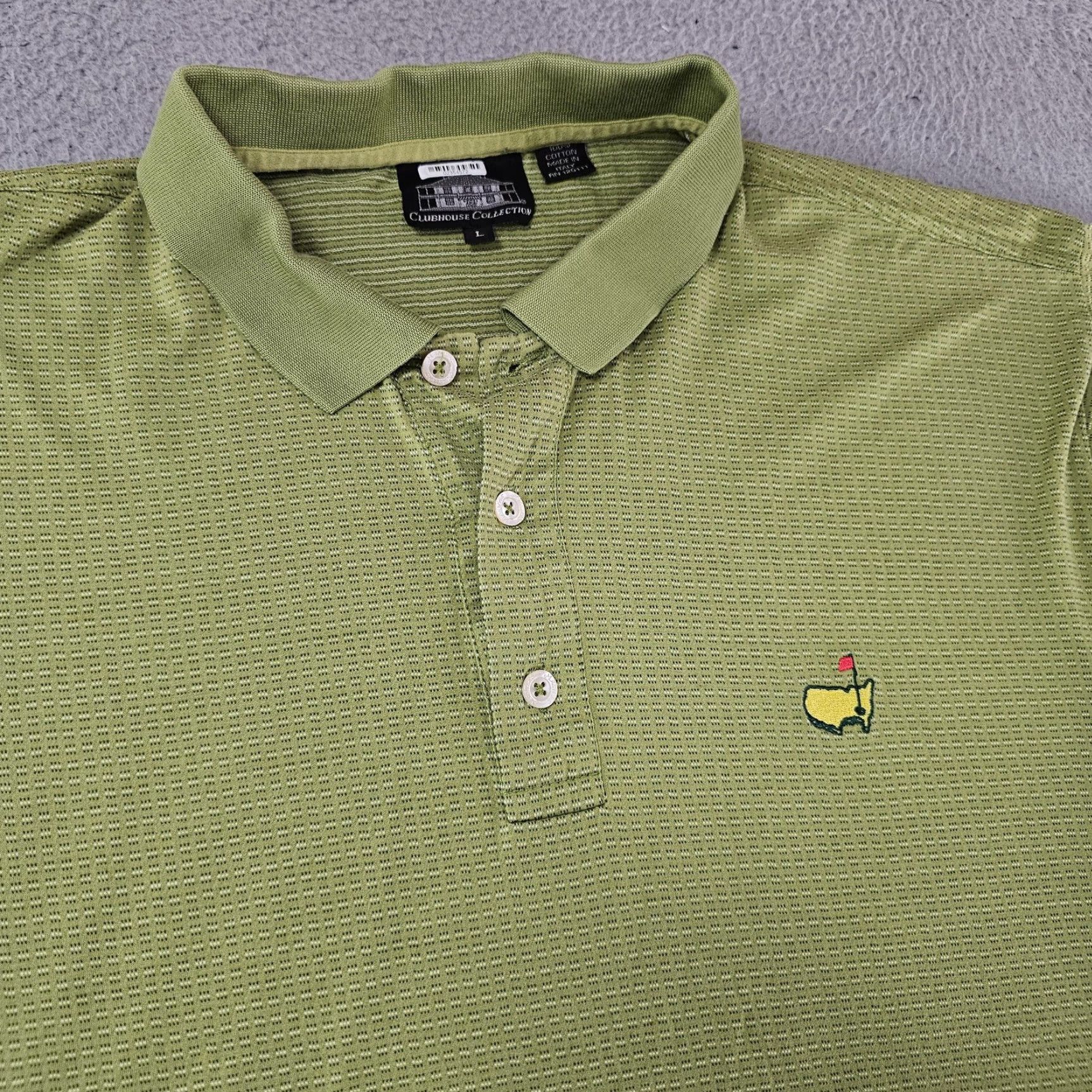 Vintage Masters Augusta National Polo Shirt Mens L Green Golf Pique 100% Cotton Made in Italy Size US L / EU 52-54 / 3 - 2 Thumbnail