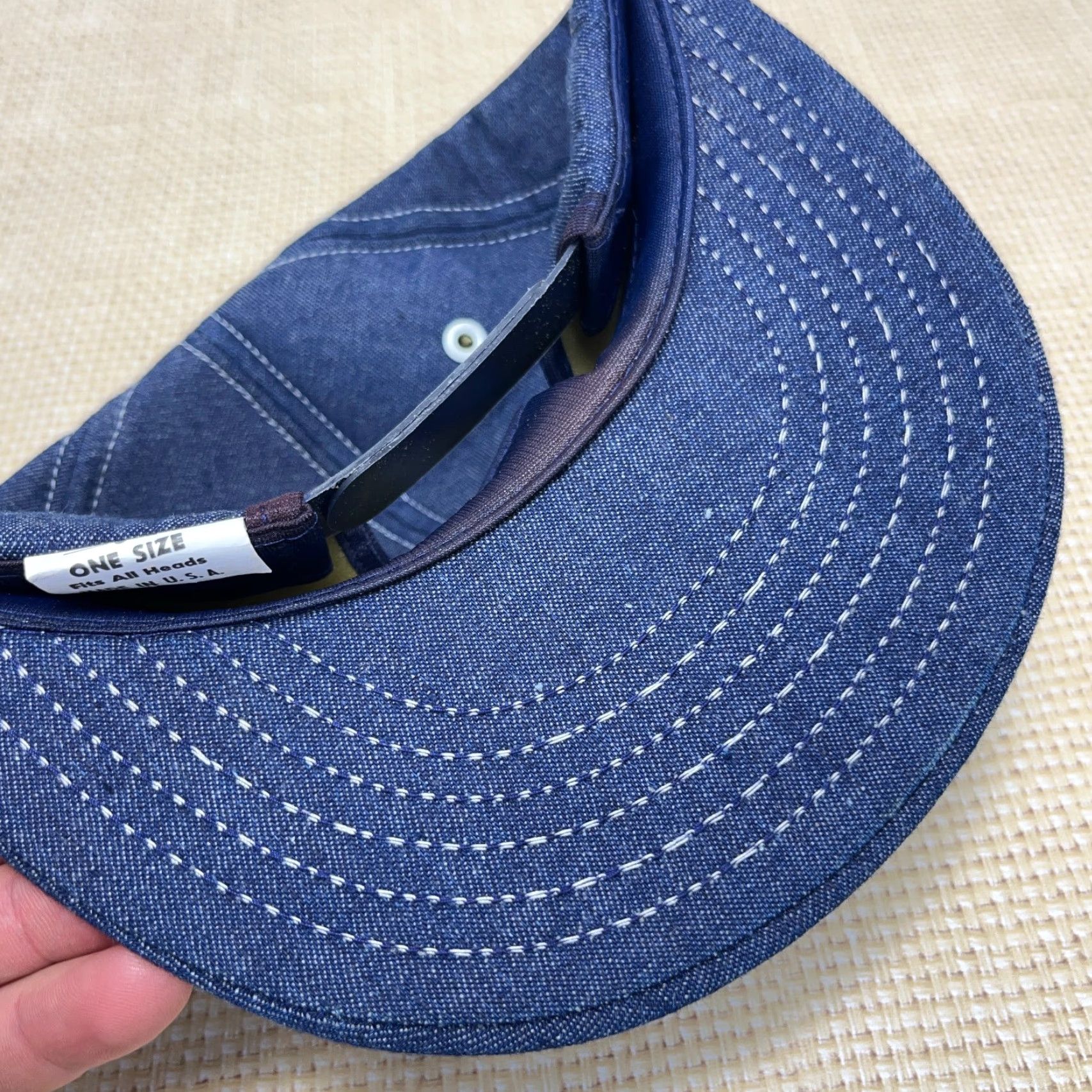 Vintage VINTAGE Denim Trucker Hat Cap USA 80s Federal Land Bank Patch Snapback Blue Cotton Denim Hat Mens One Size Adjustable Size ONE SIZE - 5 Thumbnail
