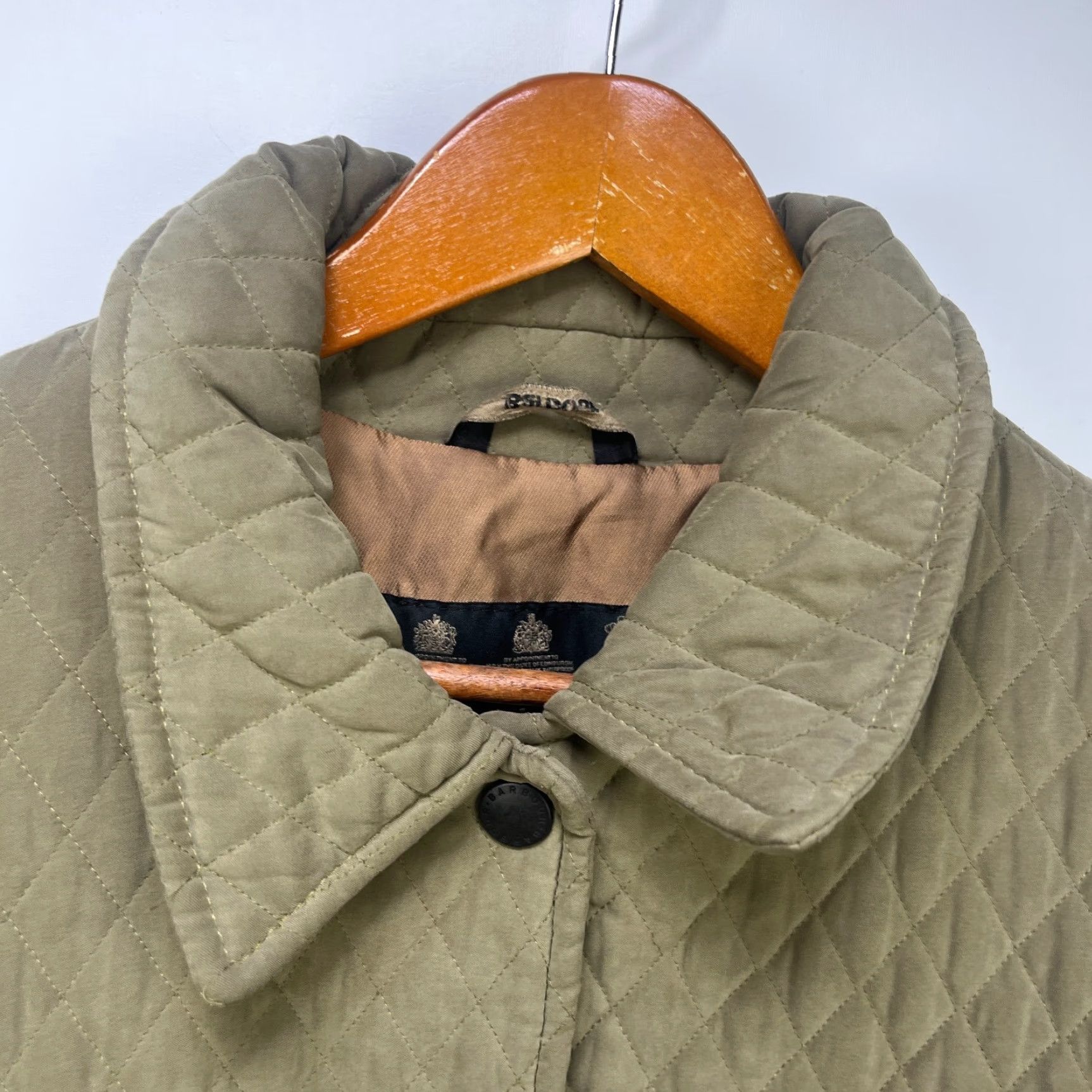 Barbour VINTAGE Barbour Jacket Womens 12 Quilted Tailored Beige Polyamide Outer Shell 12 Size XL / US 12-14 / IT 48-50 - 4 Thumbnail