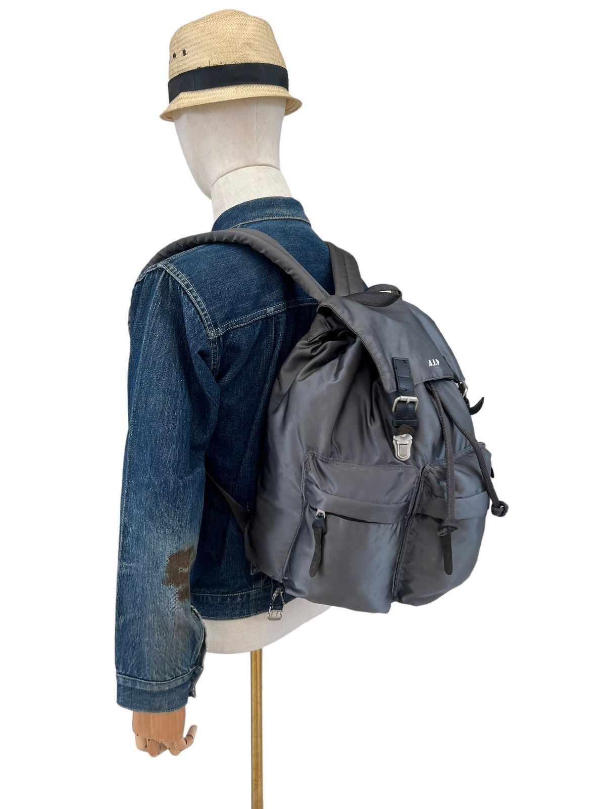 Vintage A.I.P Japan Grey Tactical Nylon Tanker Backpack Size ONE SIZE - 7 Thumbnail