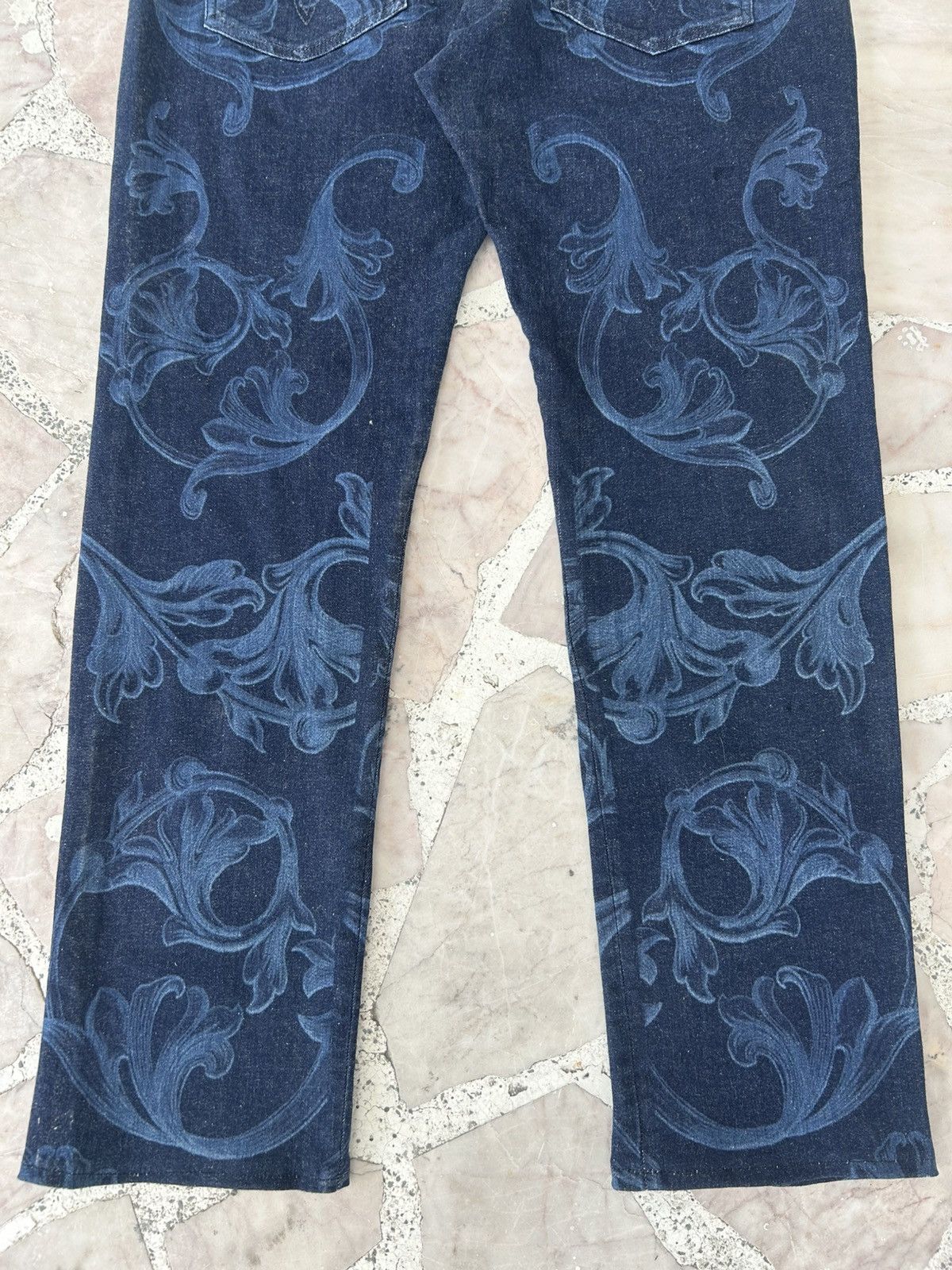 Versace Blue Jacquard Baroque Pattern Denim Size US 34 / EU 50 - 8 Thumbnail