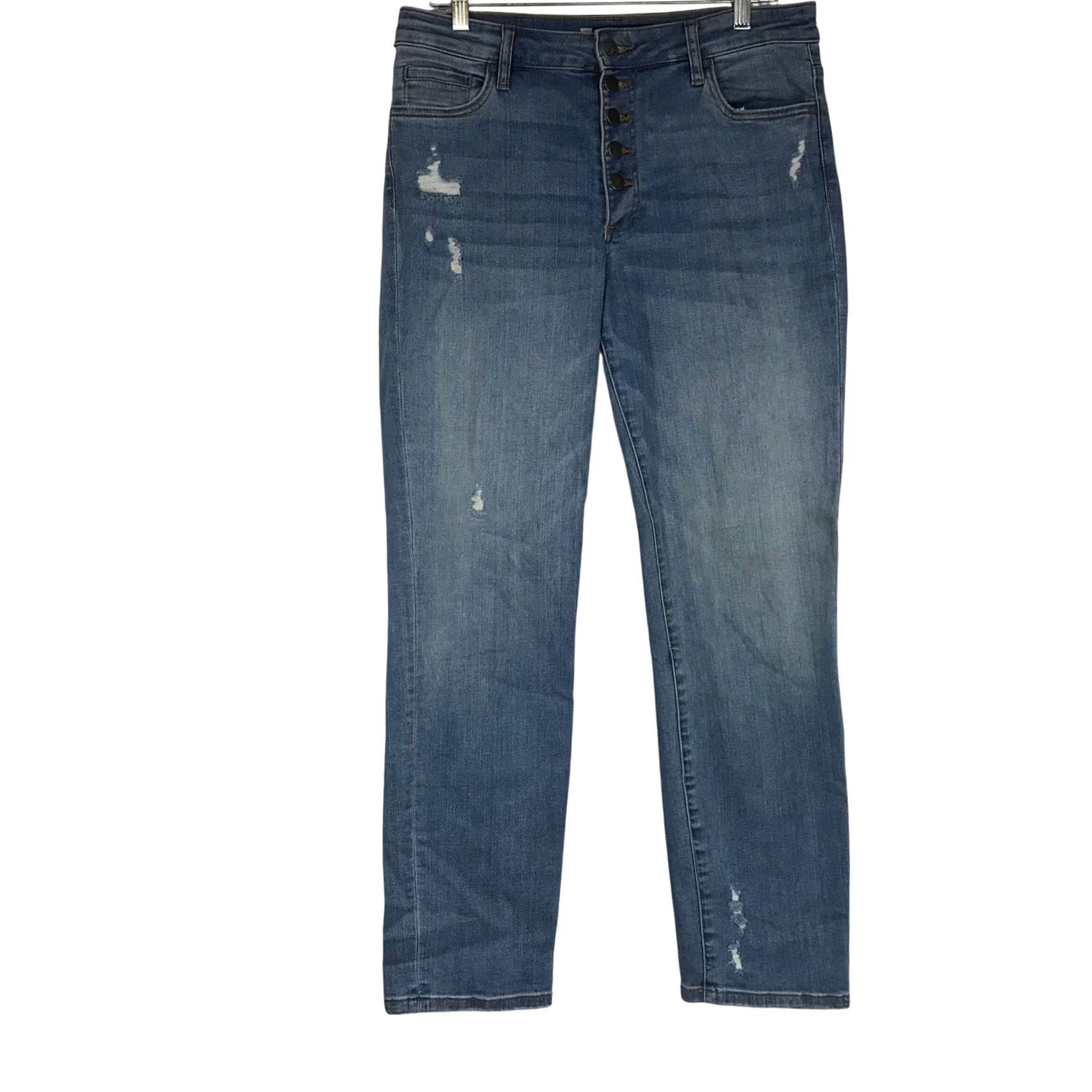 Vintage KUT from the Kloth Jeans Womens 8 Blue Catherine High Rise Boyfriend Distressed Button Fly Size 30" / US 8 / IT 44 - 2 Thumbnail