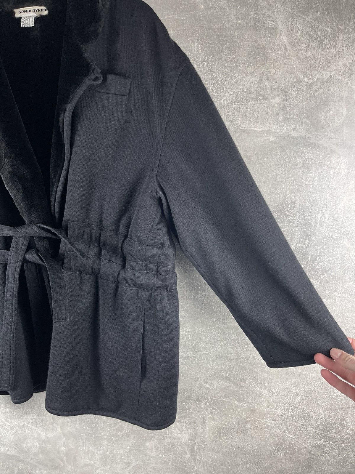 Sonia Rykiel Sonia Rykiel Paris Vintage 90s Black Wool Double Belted Coat Size S / US 4 / IT 40 - 7 Thumbnail