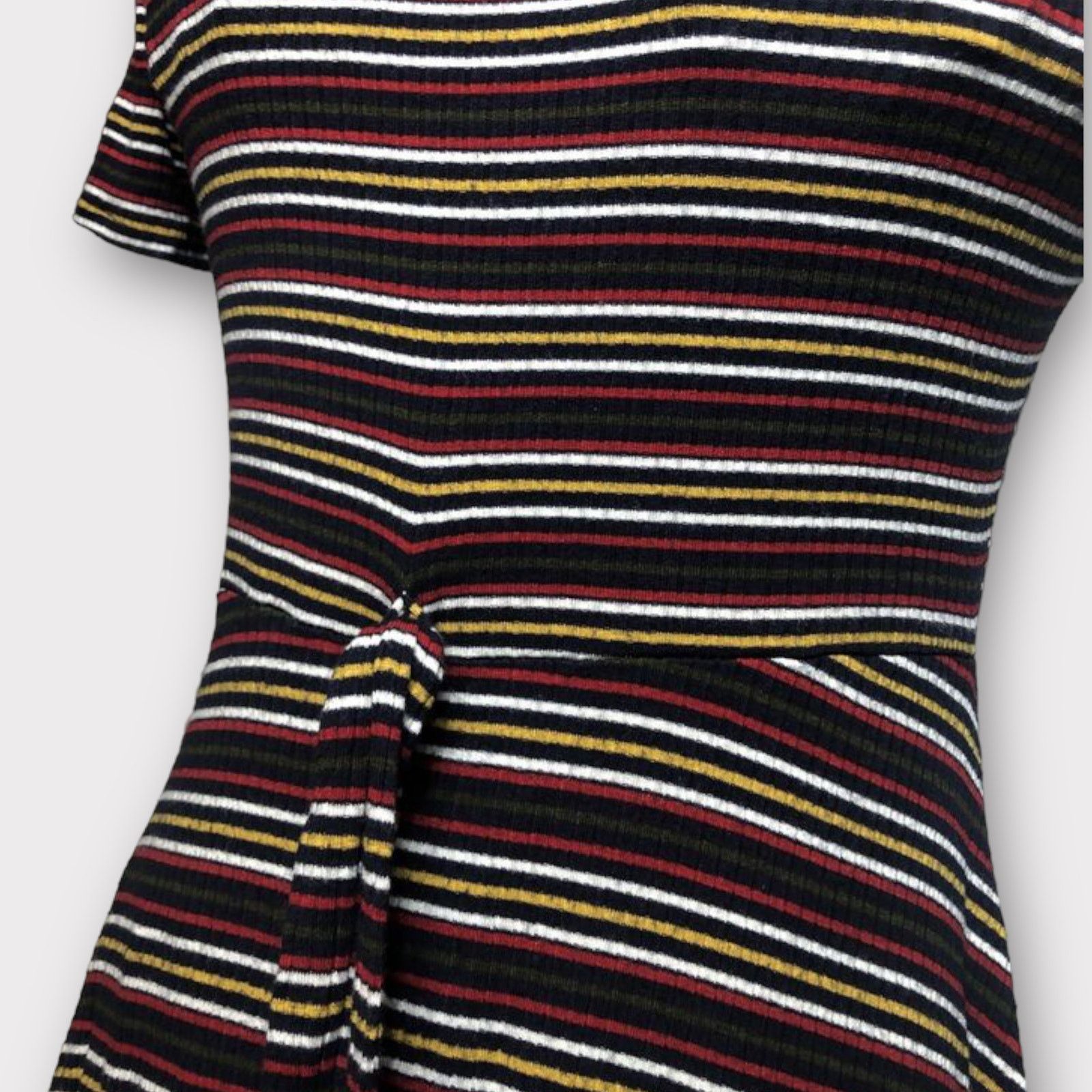 Vintage Copper Key Vintage Y2K Striped Tee Skater Dress | Retro Size S / US 4 / IT 40 - 4 Thumbnail