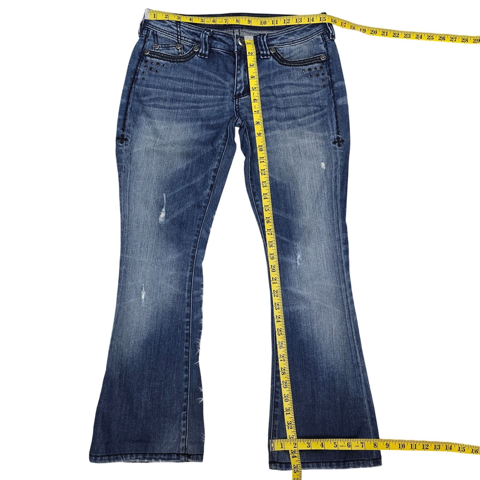 Affliction Affliction ZIGGY Embellished Jeans Size 29 Flare Low Rise Size 29" - 12 Thumbnail