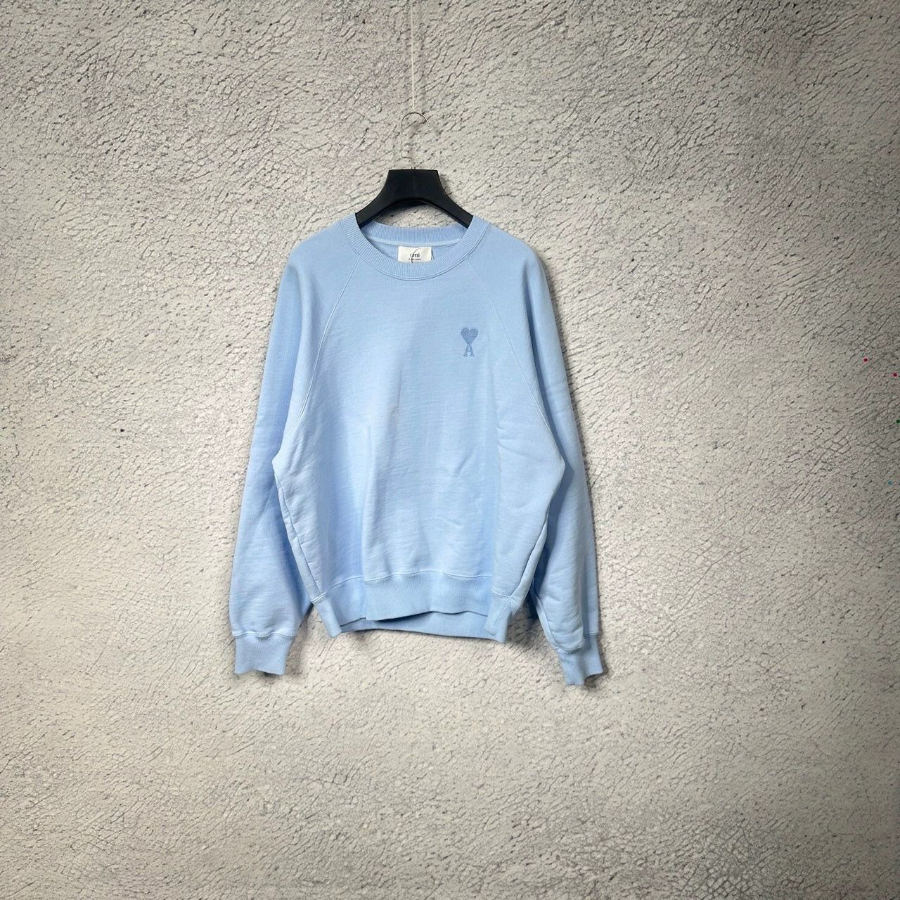sky blue heart embroidered sweatshirt unisex