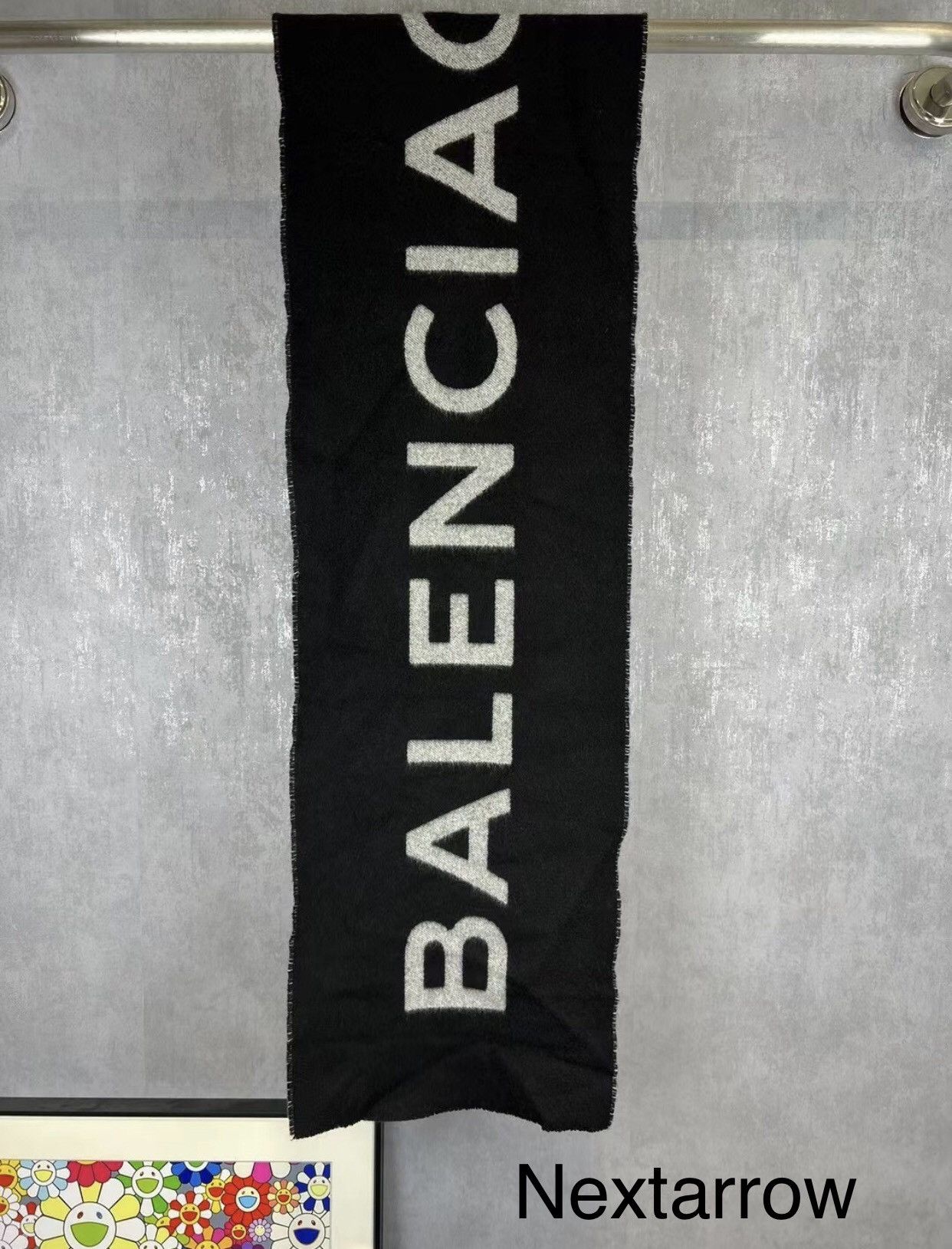Balenciaga BALENCIAGA black and gray letter logo cashmere scarf2412- Size ONE SIZE - 1 Thumbnail