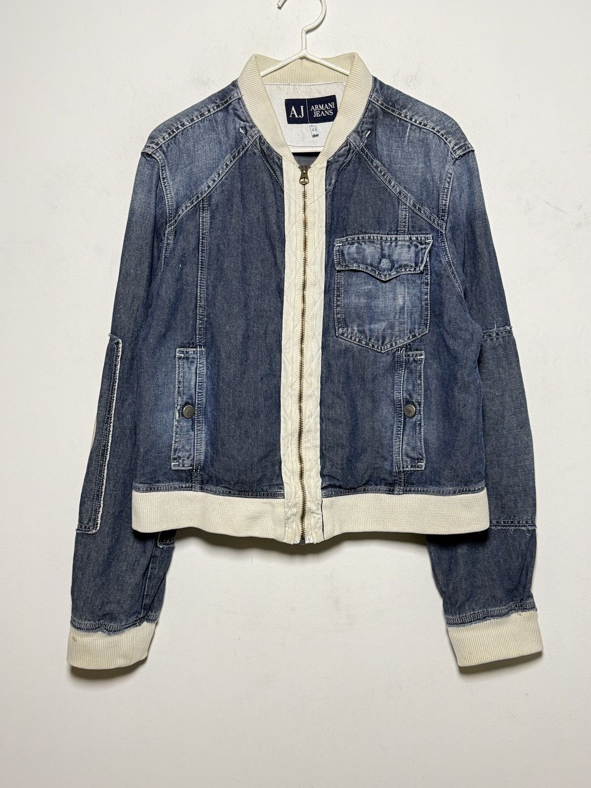 Giorgio Armani armani denim cotton/linen bomber jacket Size US L / EU 52-54 / 3 - 3 Thumbnail
