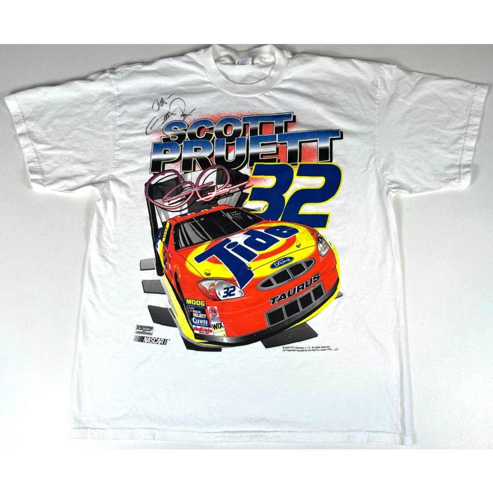 Delta VINTAGE Nascar Scott Pruett #32 Racing T-Shirt XL Mens White 2000-2009 Autographed Delta Cotton Short Sleeve Crew Neck Size US XL / EU 56 / 4 - 2 Thumbnail
